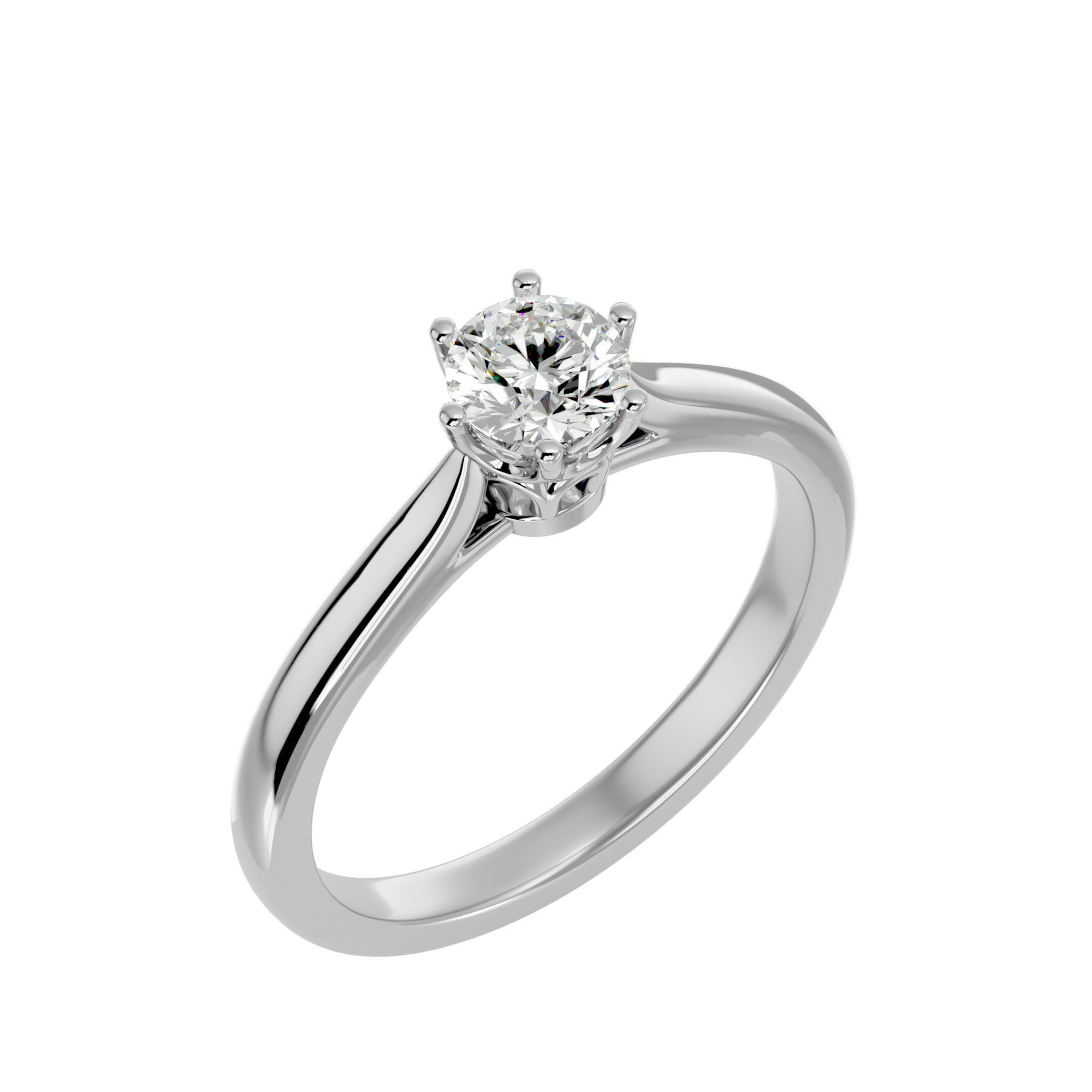 Single Round diamond Women solitaire ring with 360 View 3D print model_11