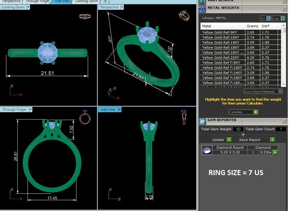 Single Round diamond Women solitaire ring with 360 View 3D print model_4