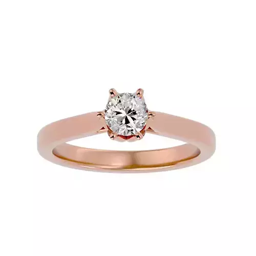 Single Round diamond Women solitaire ring with 360 View 3D print model