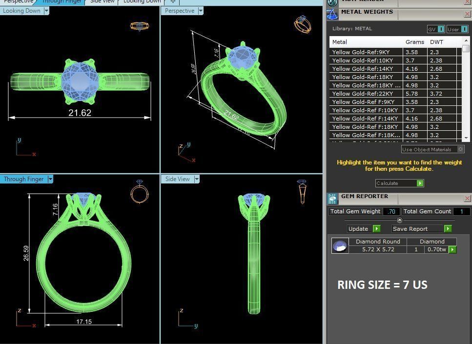 Single Round diamond Women solitaire ring with 360 View 3D print model_13
