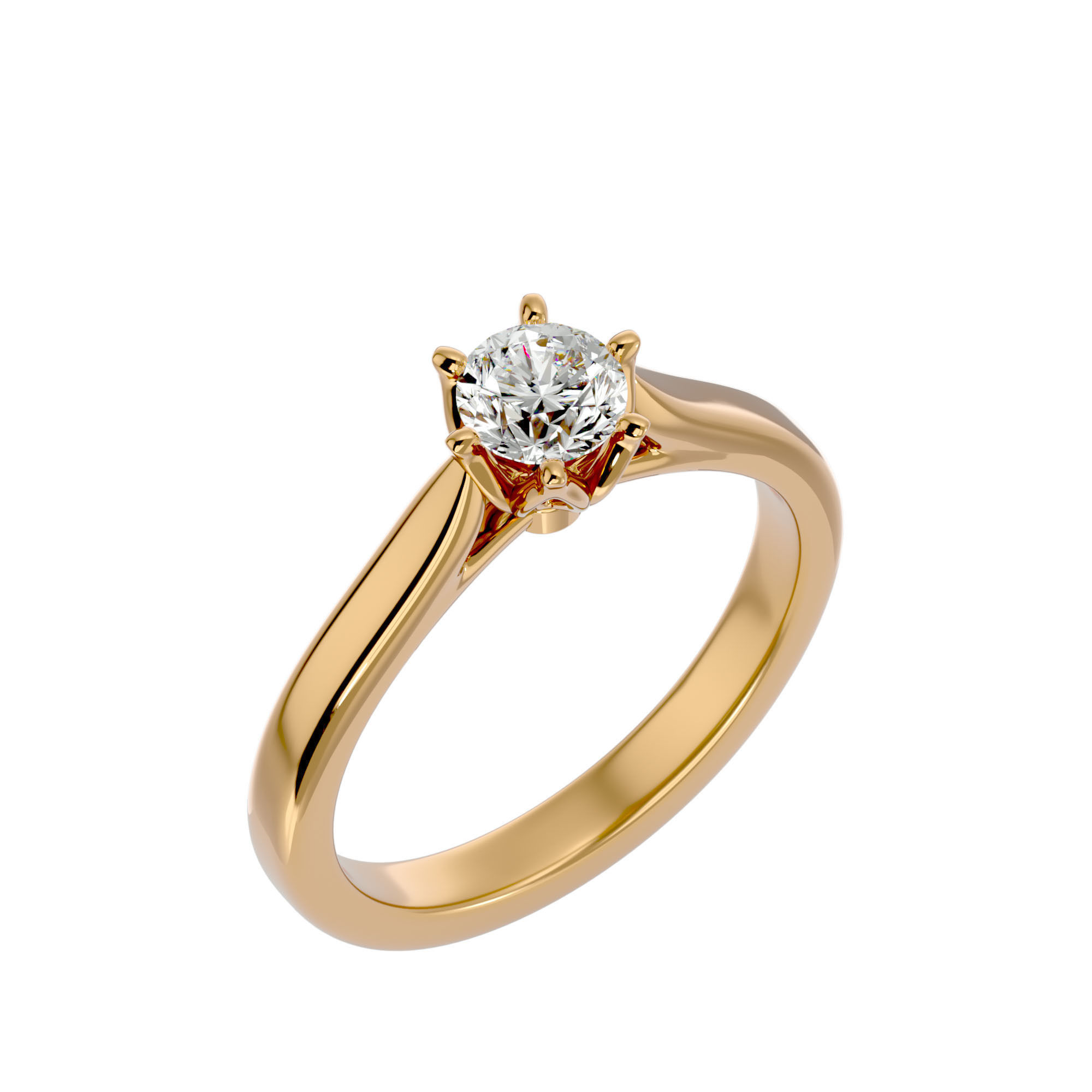 Single Round diamond Women solitaire ring with 360 View 3D print model_11