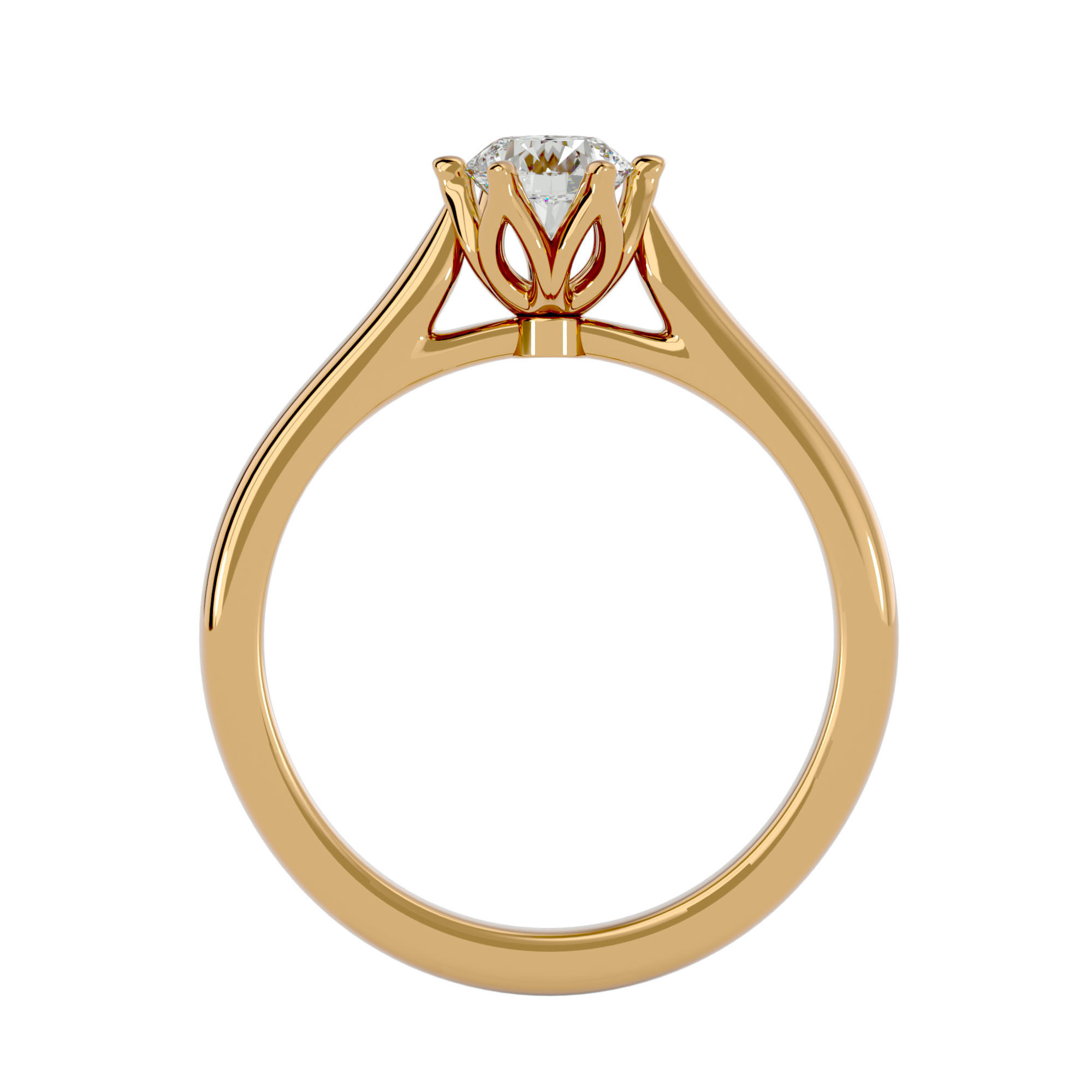 Single Round diamond Women solitaire ring with 360 View 3D print model_5