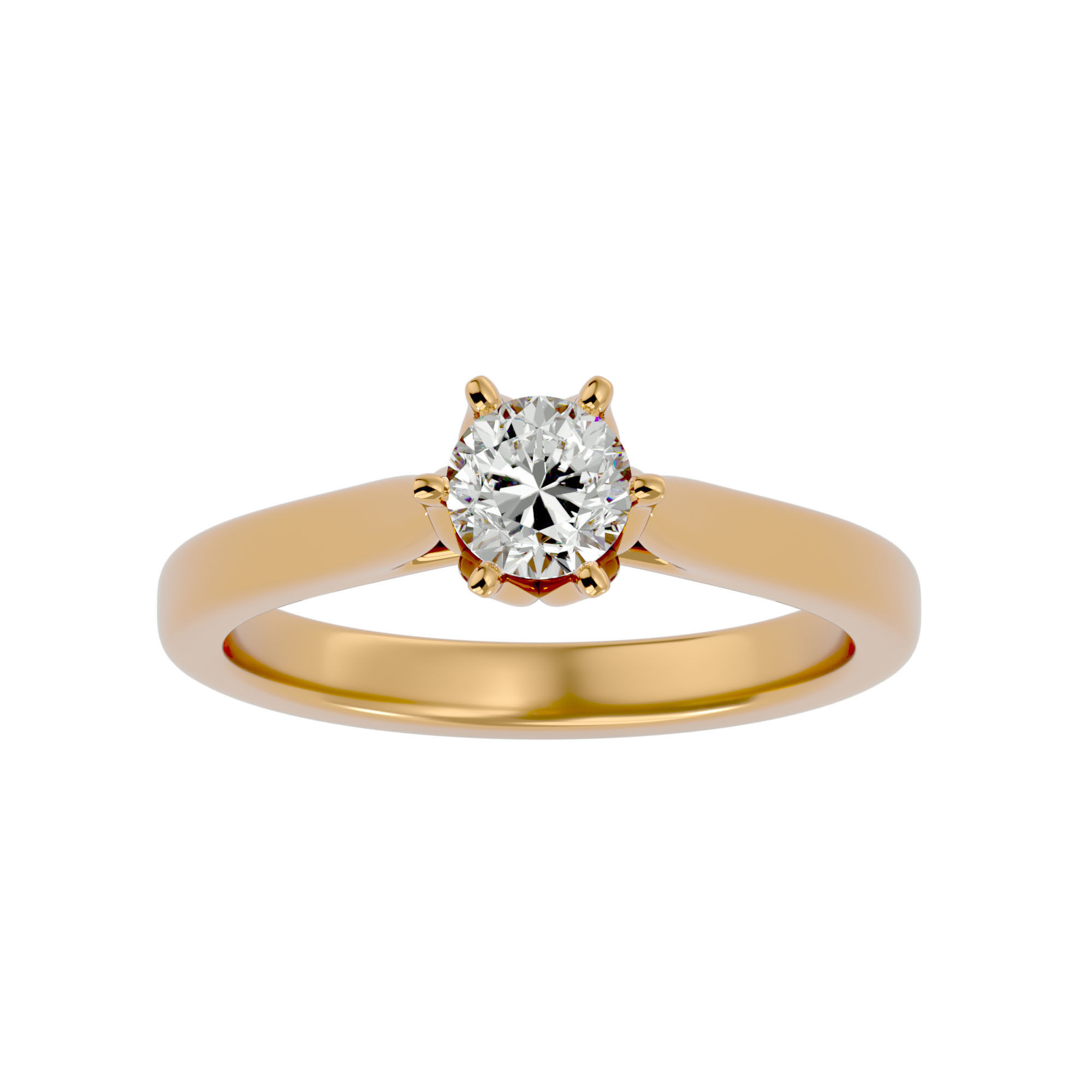 Single Round diamond Women solitaire ring with 360 View 3D print model_2