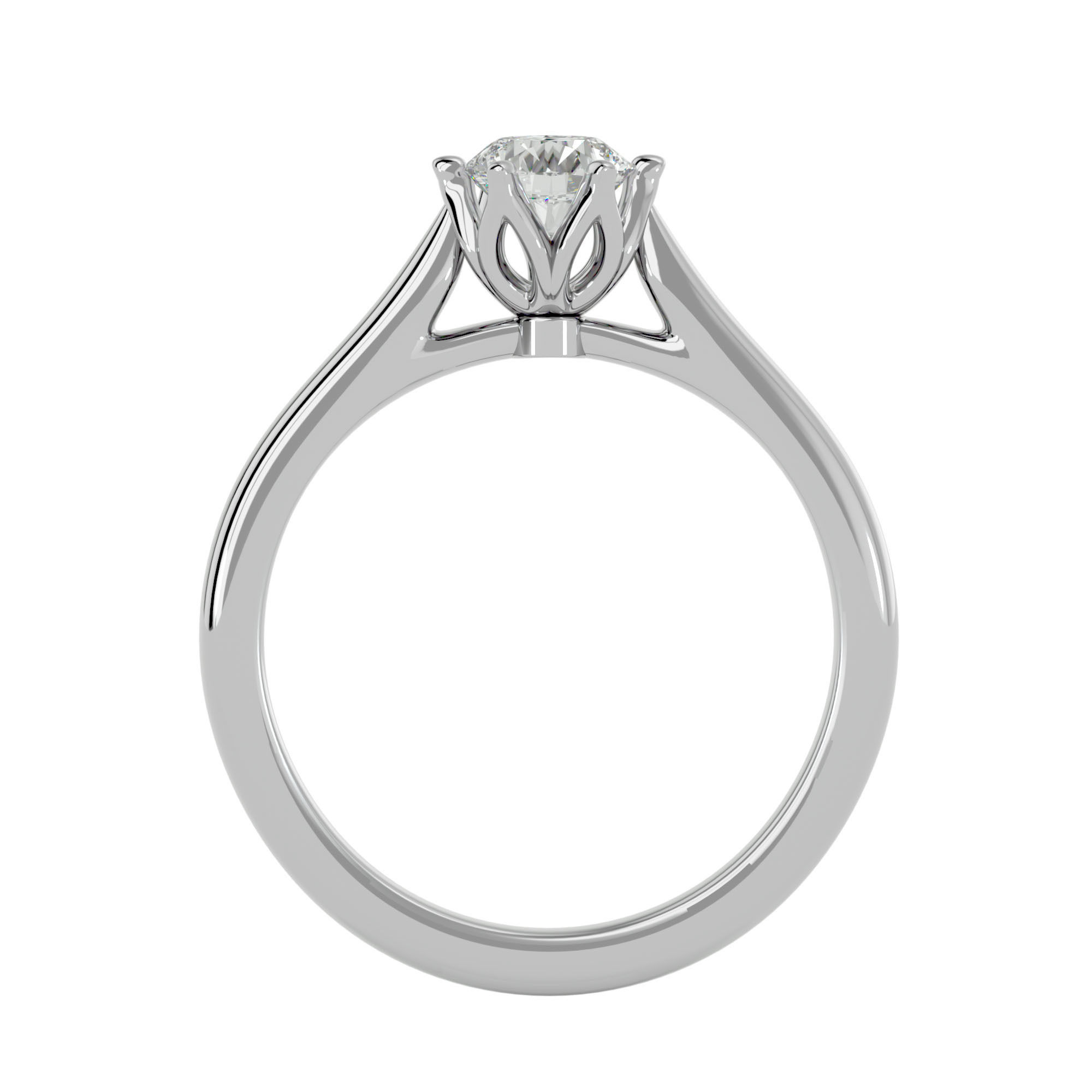 Single Round diamond Women solitaire ring with 360 View 3D print model_4