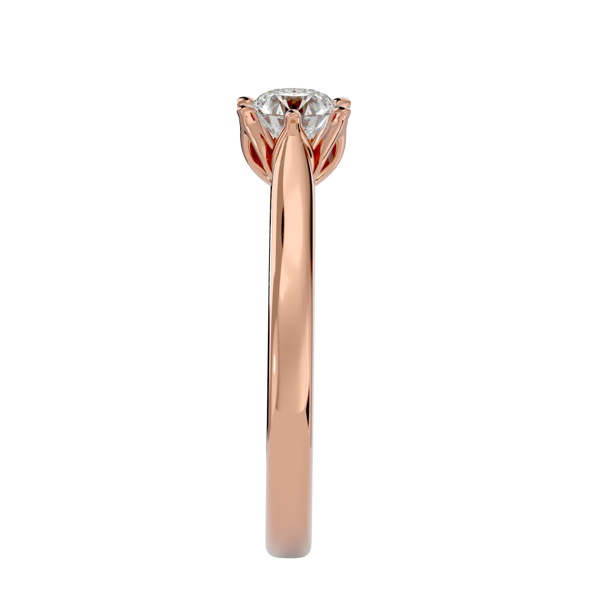 Single Round diamond Women solitaire ring with 360 View 3D print model_8