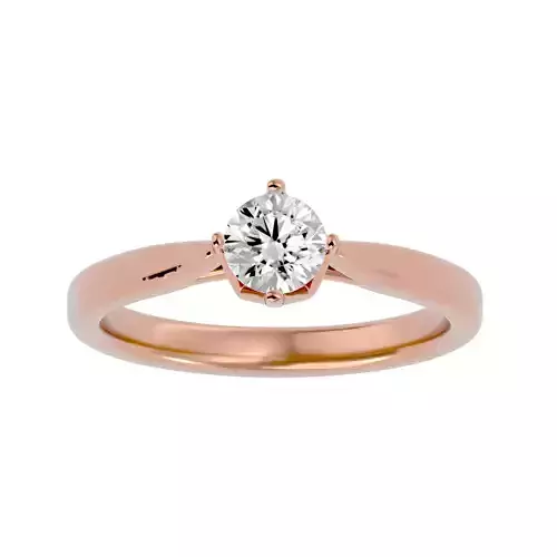 Single Round diamond Women solitaire ring with 360 View 3D print model