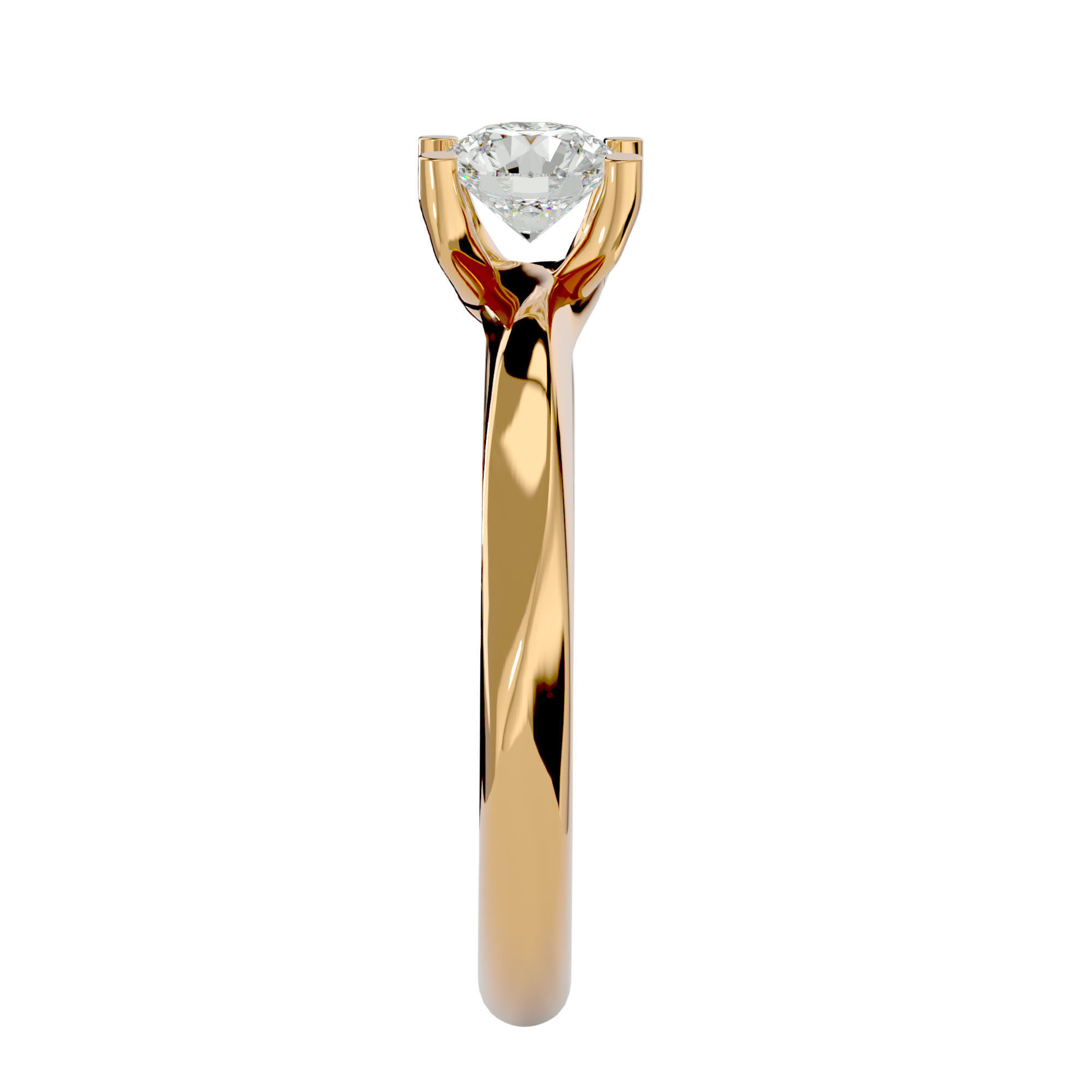 Single Round diamond Women solitaire ring with 360 View 3D print model_8