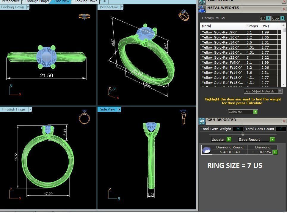 Single Round diamond Women solitaire ring with 360 View 3D print model_6