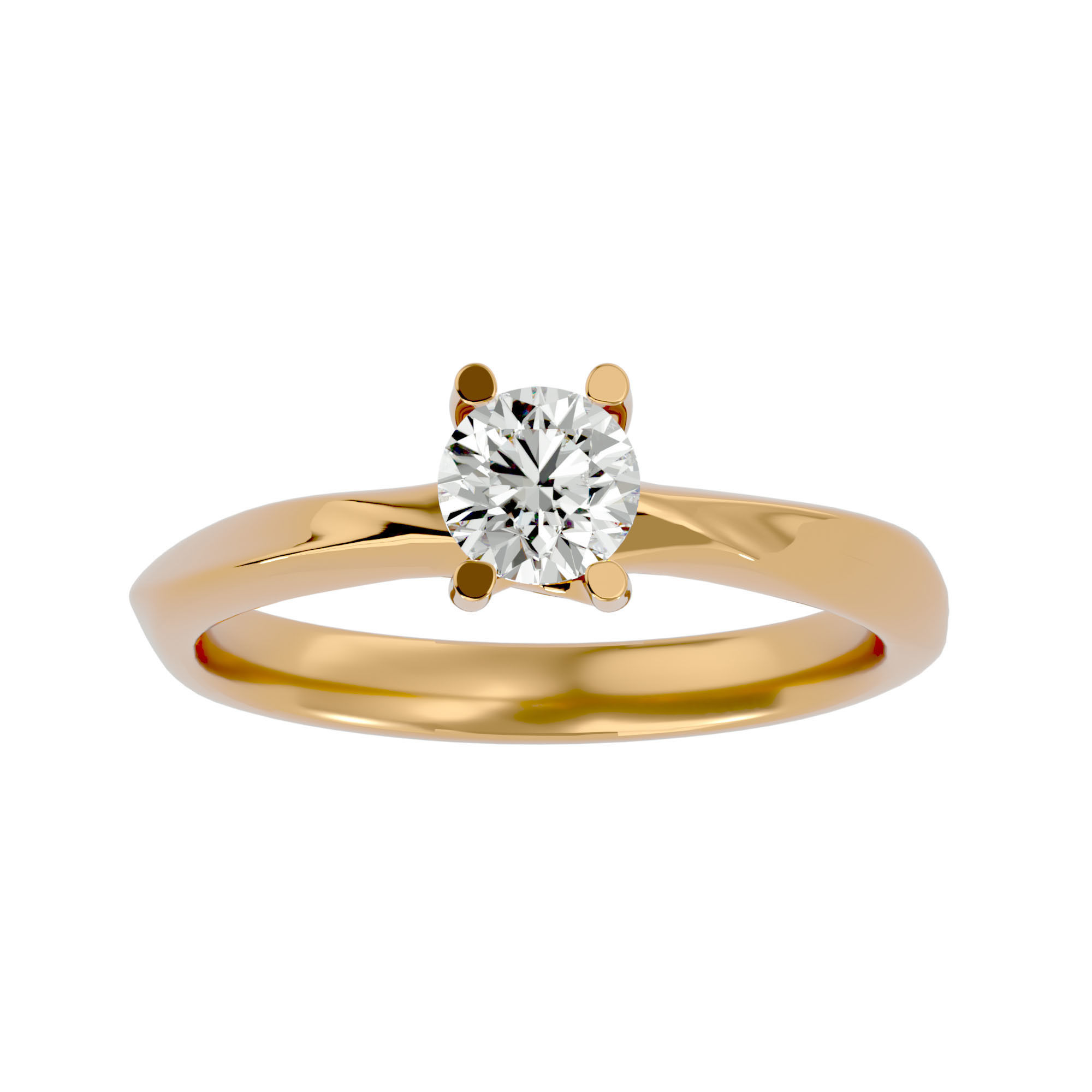 Single Round diamond Women solitaire ring with 360 View 3D print model_2