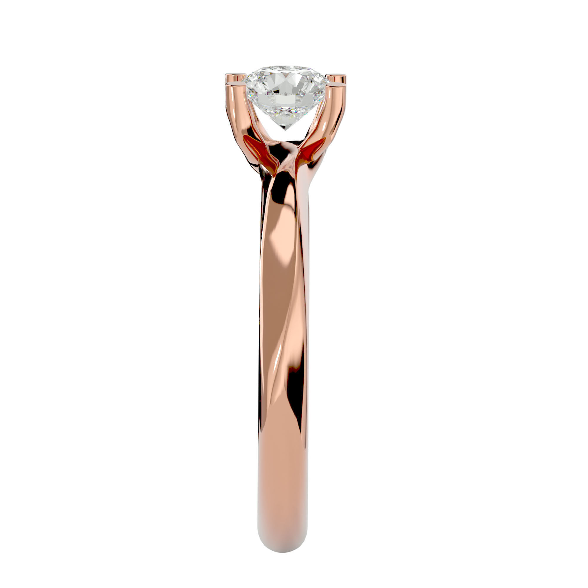 Single Round diamond Women solitaire ring with 360 View 3D print model_9