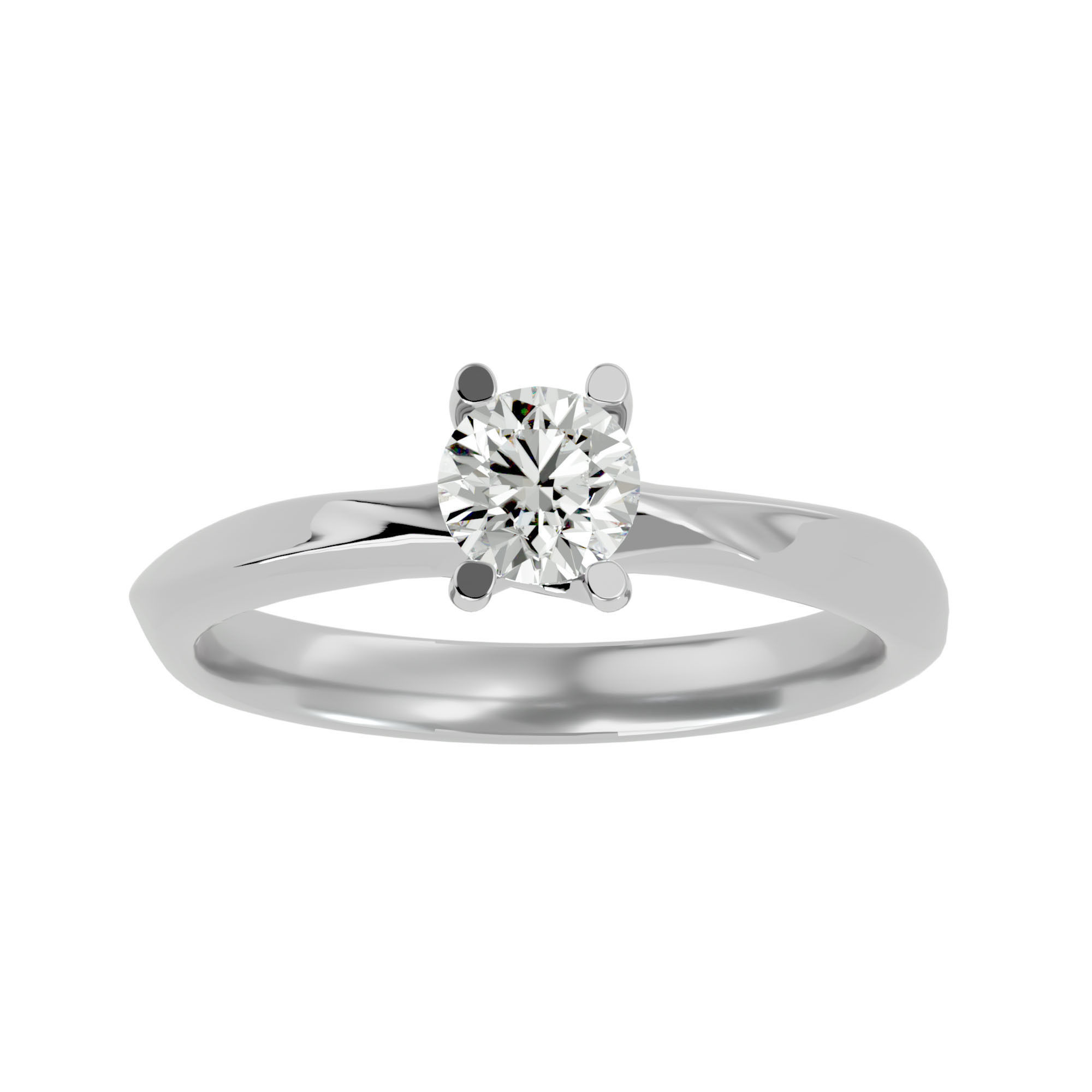 Single Round diamond Women solitaire ring with 360 View 3D print model_3