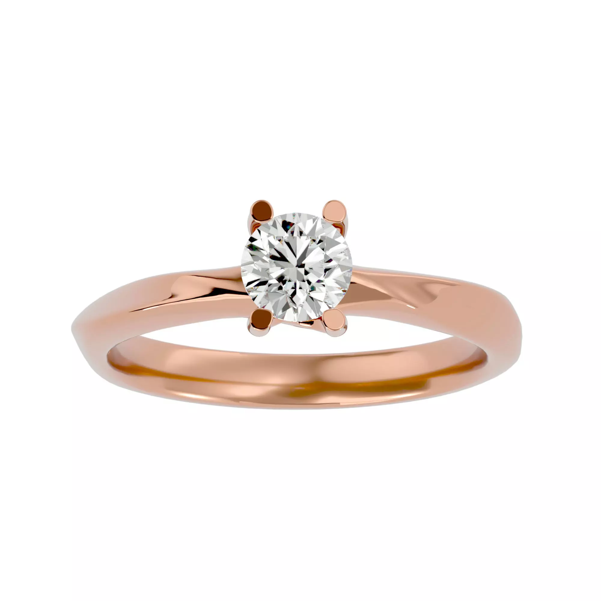 Single Round diamond Women solitaire ring with 360 View 3D print model_0