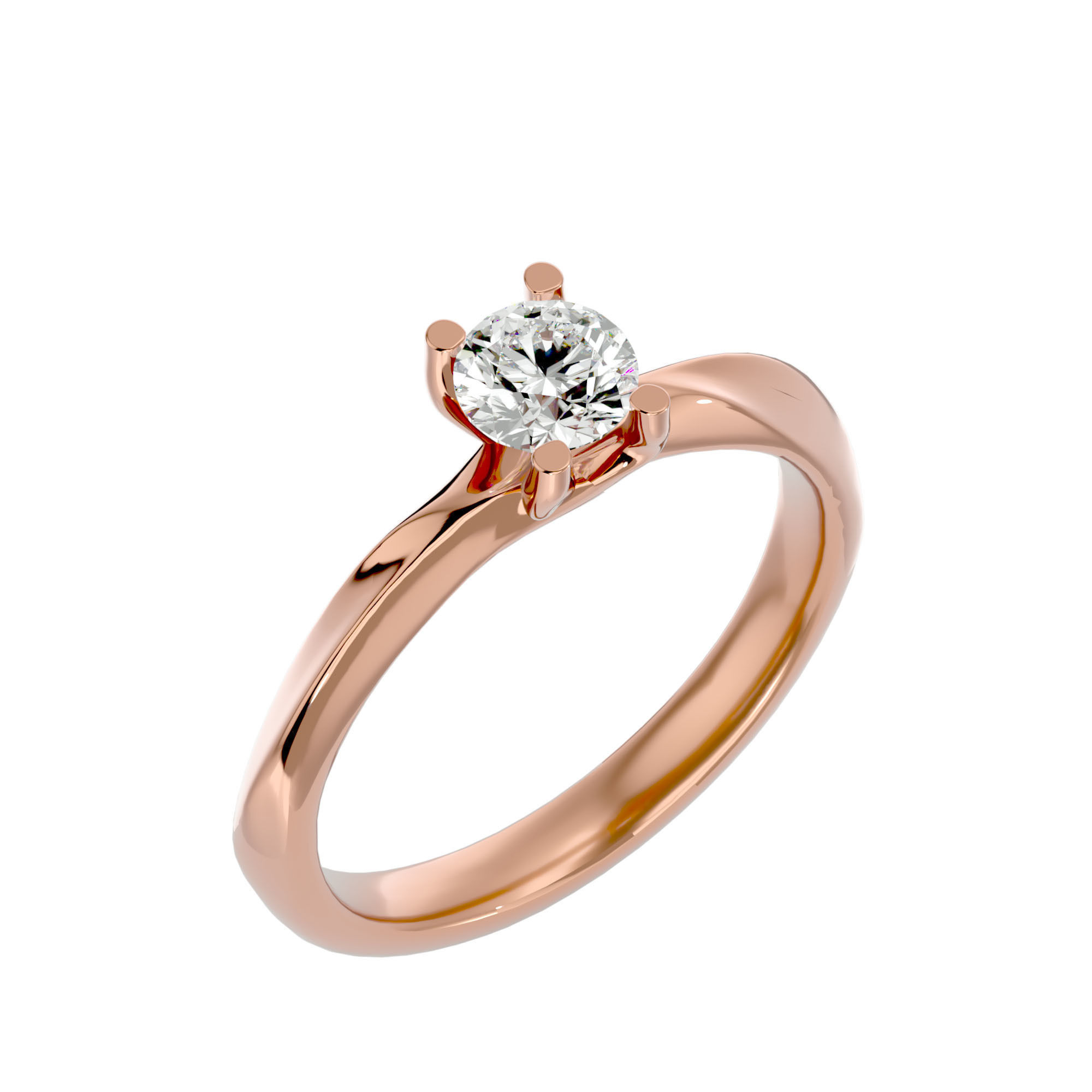 Single Round diamond Women solitaire ring with 360 View 3D print model_13