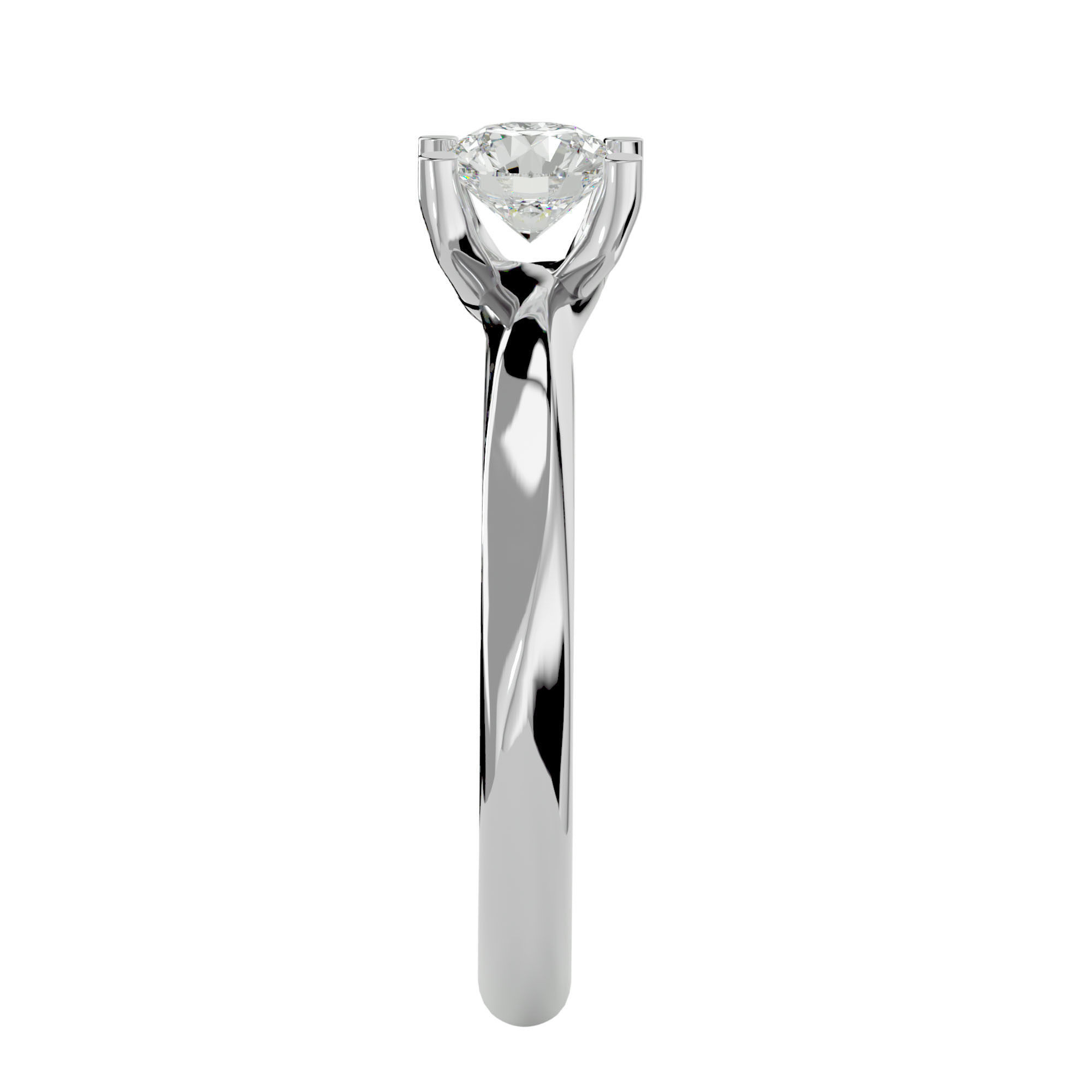 Single Round diamond Women solitaire ring with 360 View 3D print model_10
