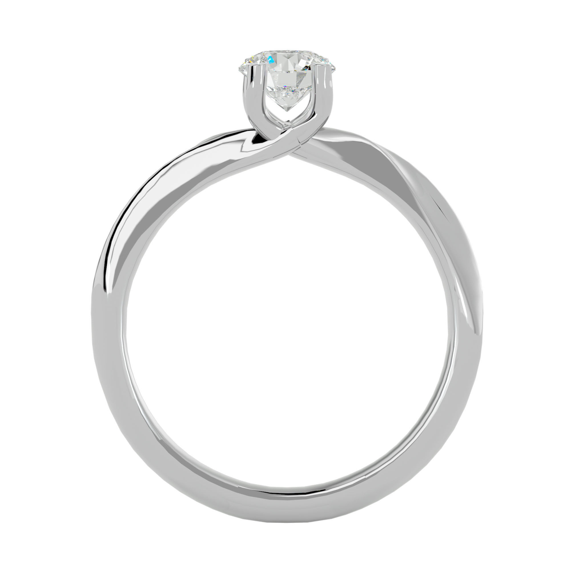 Single Round diamond Women solitaire ring with 360 View 3D print model_4