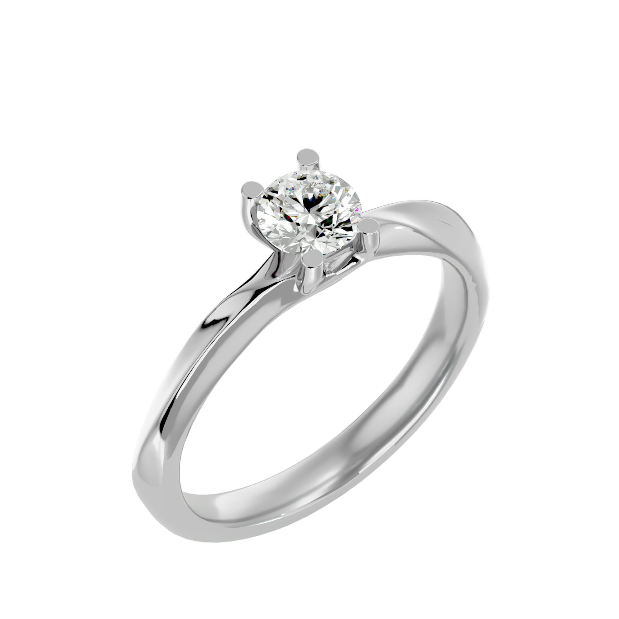 Single Round diamond Women solitaire ring with 360 View 3D print model_11