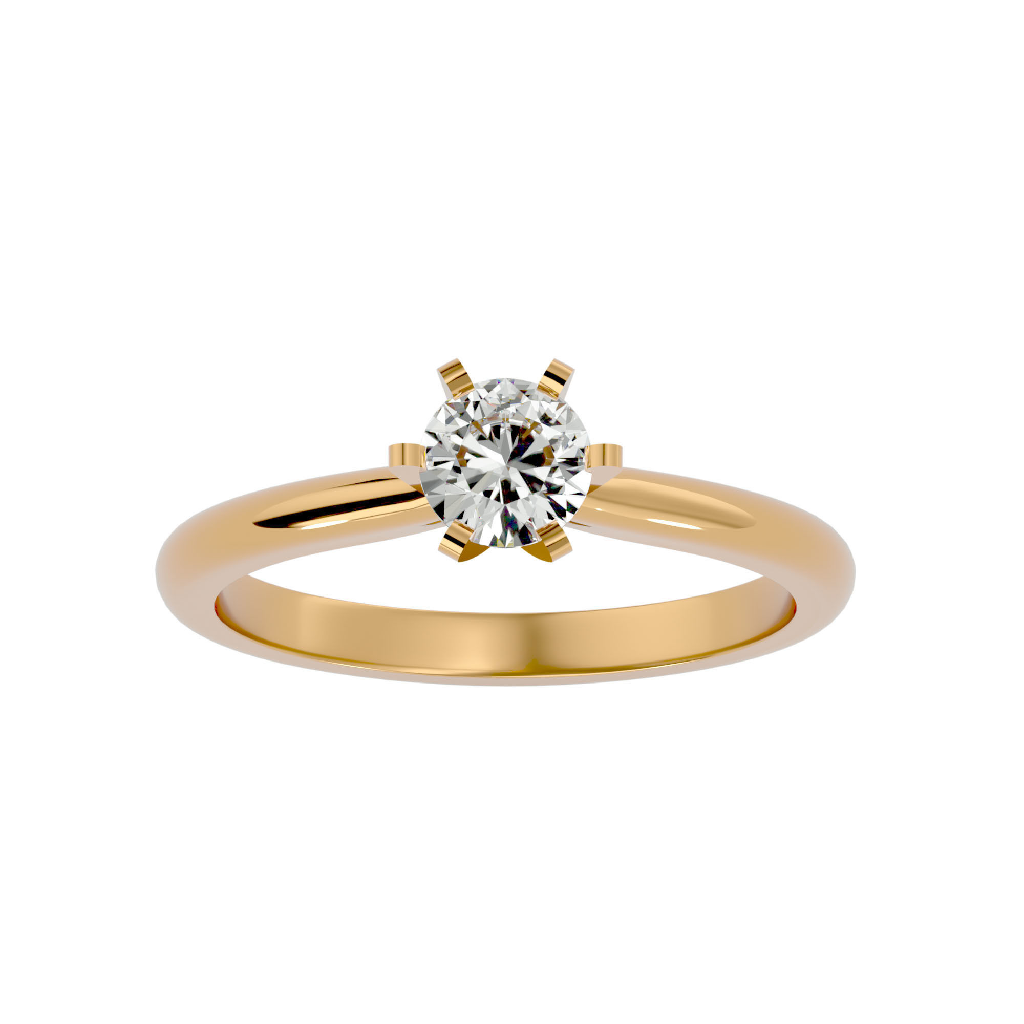 Single Round diamond Women solitaire ring with 360 View 3D print model_2