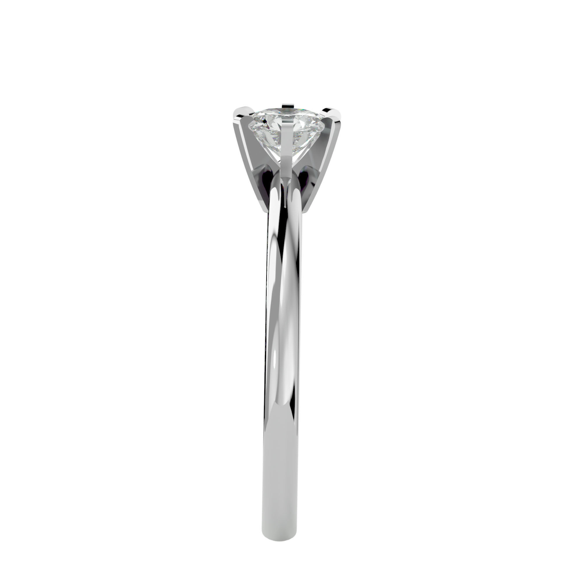 Single Round diamond Women solitaire ring with 360 View 3D print model_10