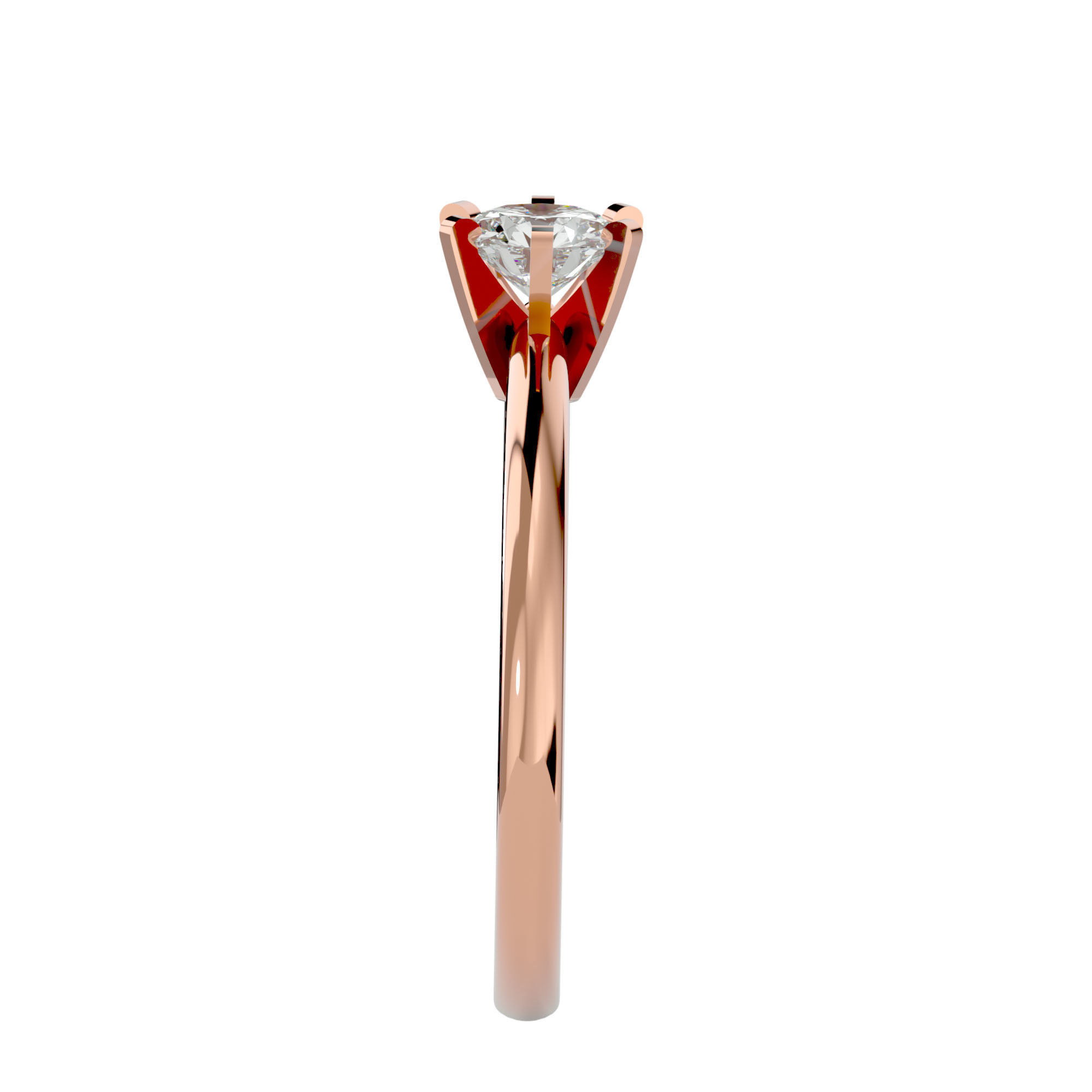 Single Round diamond Women solitaire ring with 360 View 3D print model_9