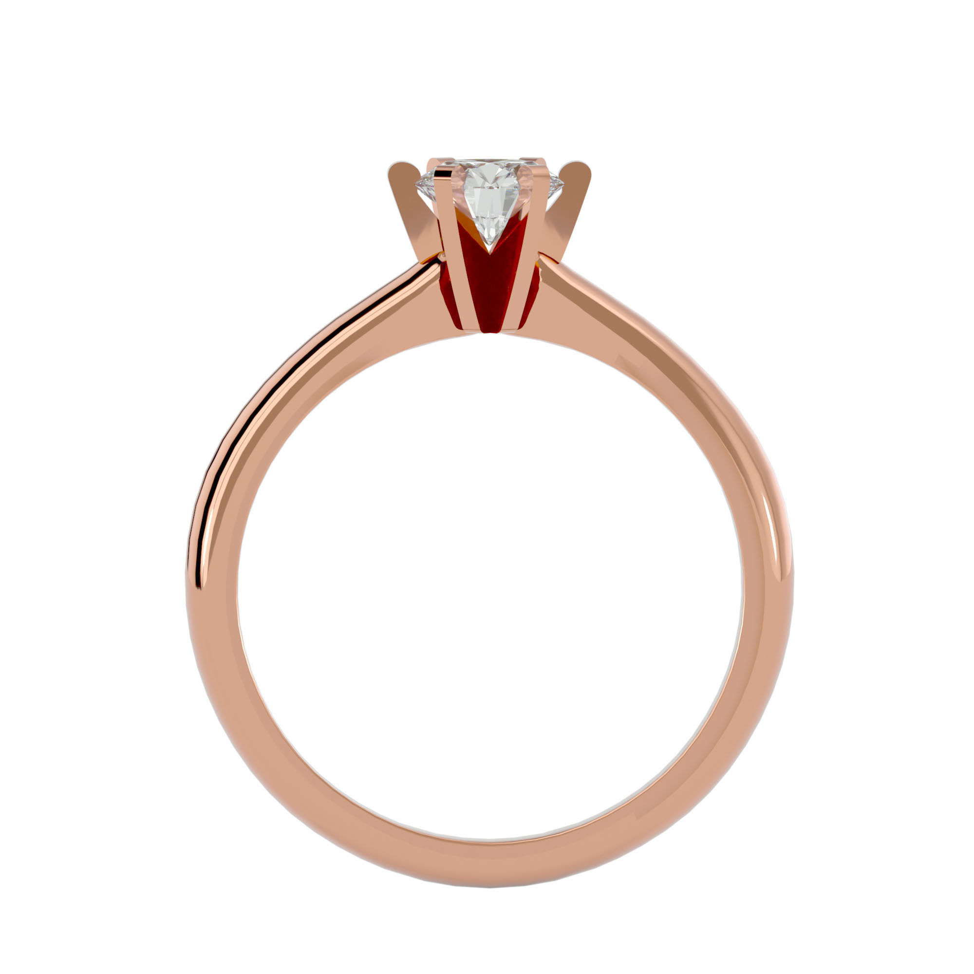 Single Round diamond Women solitaire ring with 360 View 3D print model_7