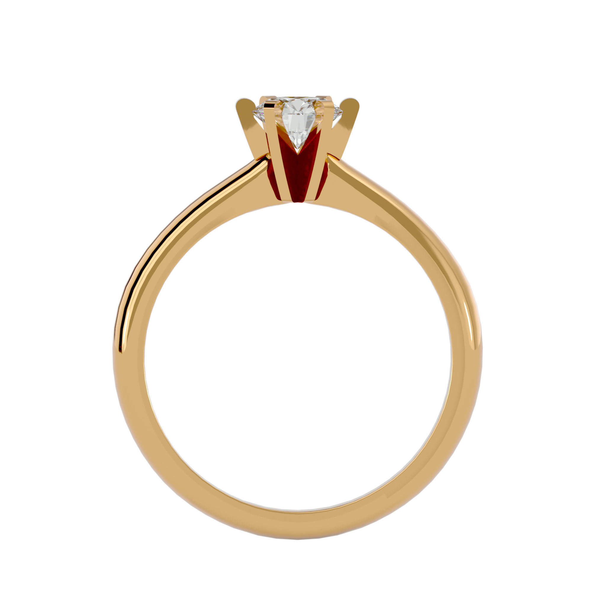 Single Round diamond Women solitaire ring with 360 View 3D print model_5