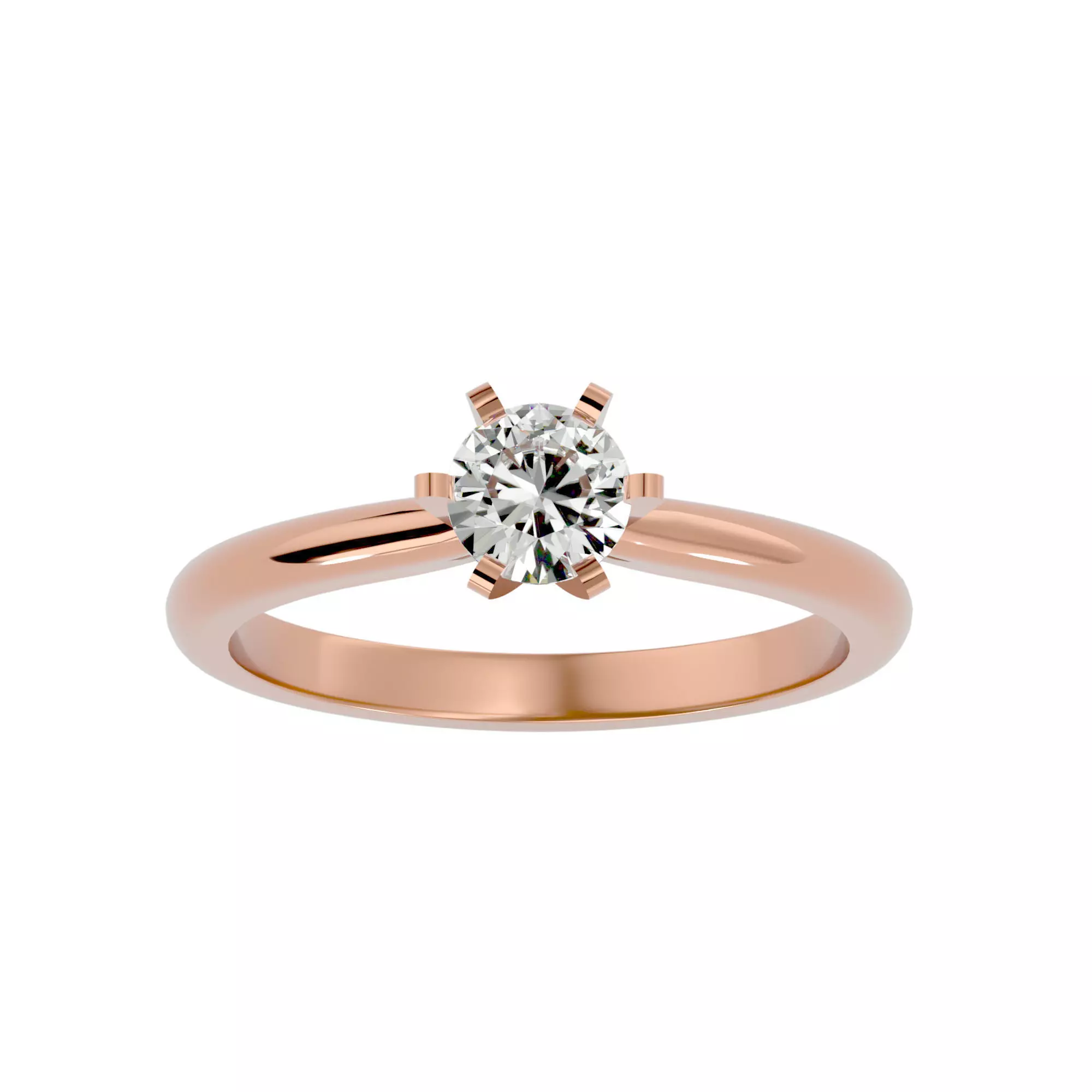 Single Round diamond Women solitaire ring with 360 View 3D print model_0