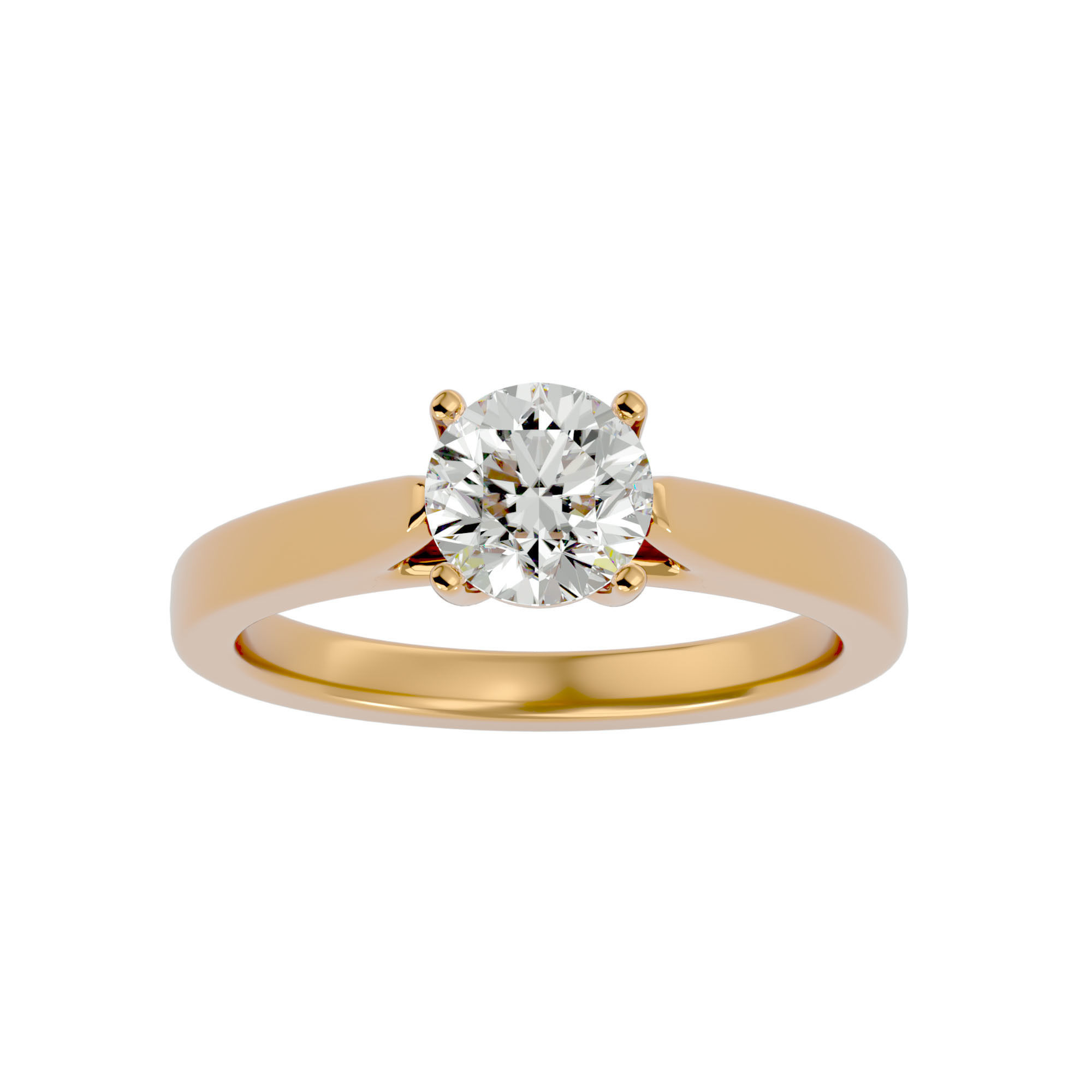 Single Round diamond Women solitaire ring with 360 View 3D print model_2