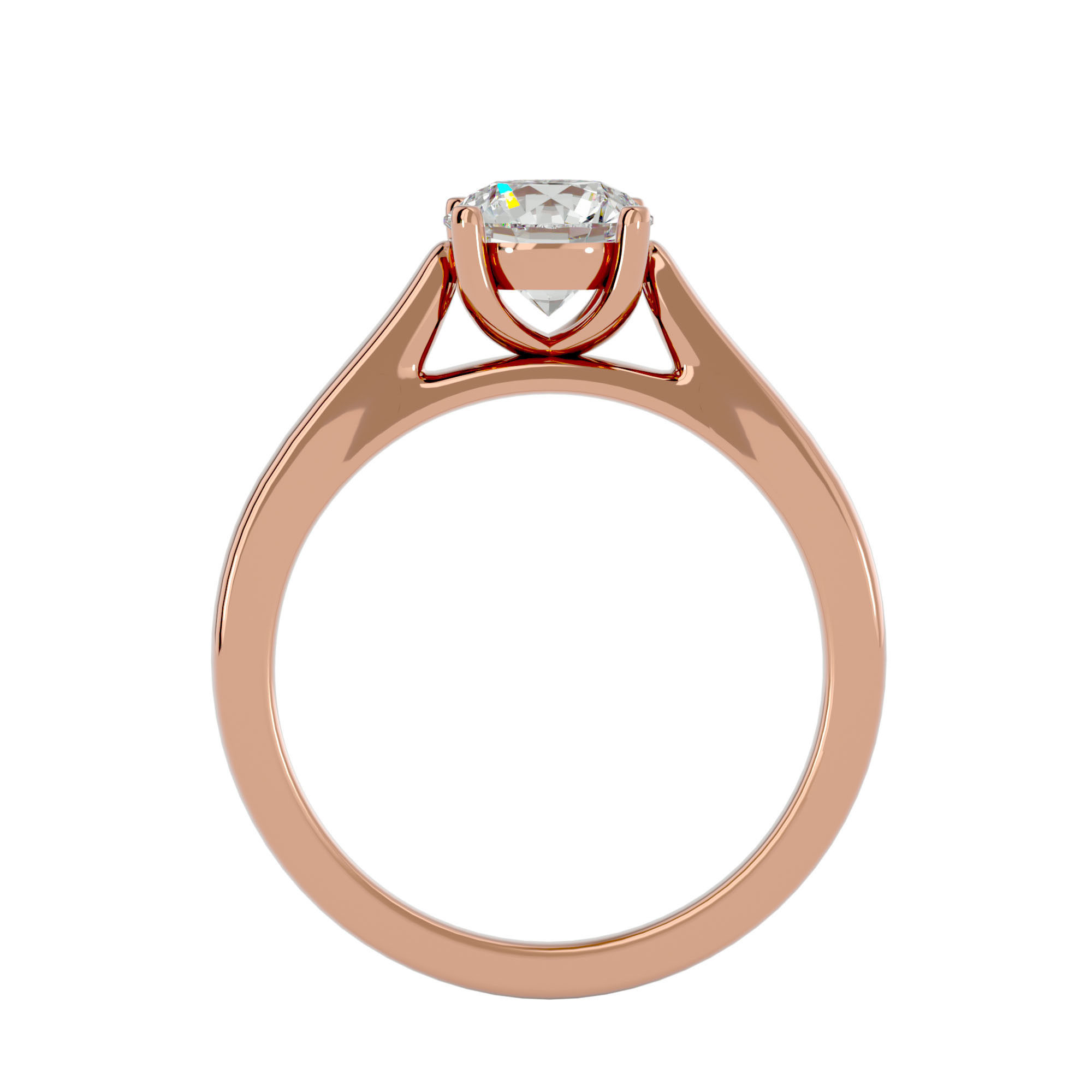 Single Round diamond Women solitaire ring with 360 View 3D print model_6