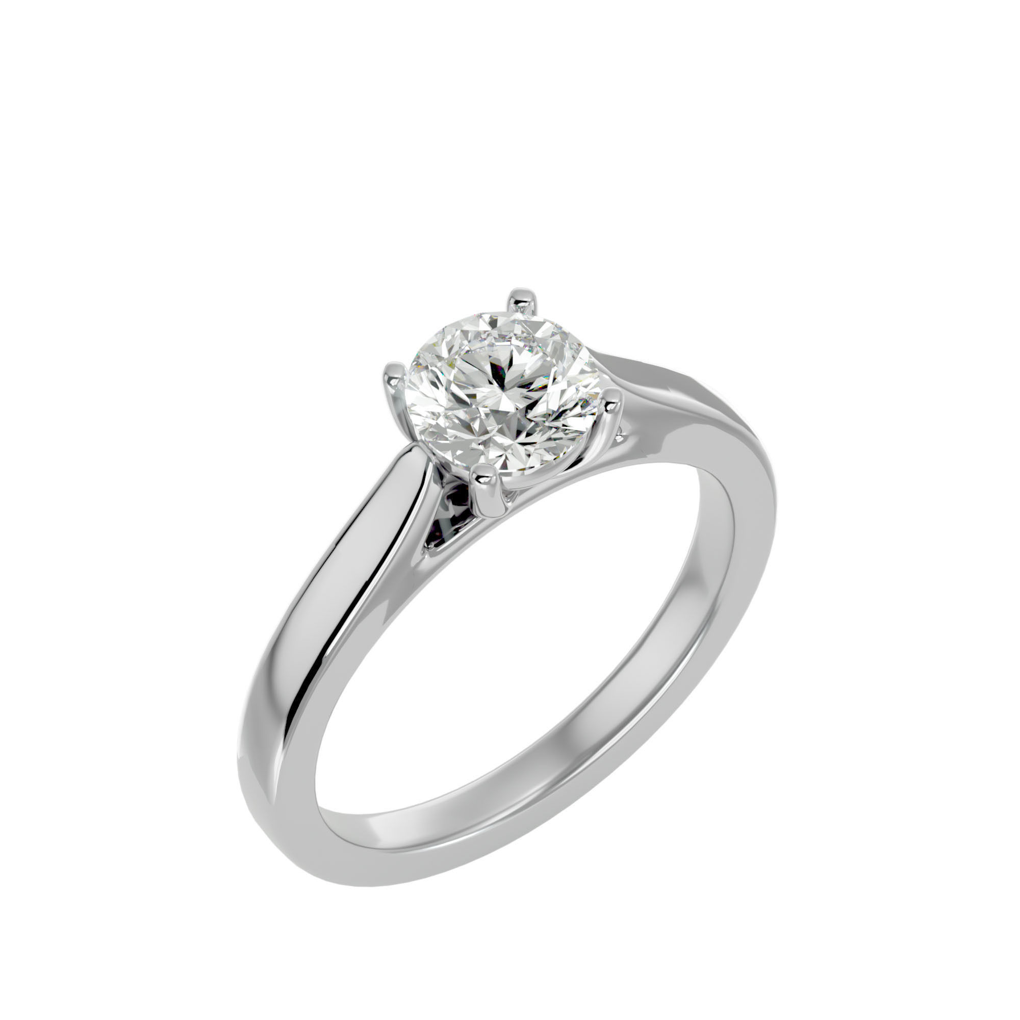 Single Round diamond Women solitaire ring with 360 View 3D print model_11