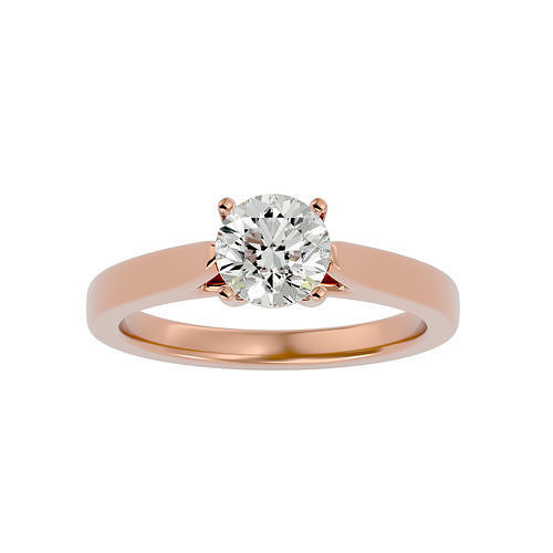 Single Round diamond Women solitaire ring with 360 View 3D print model
