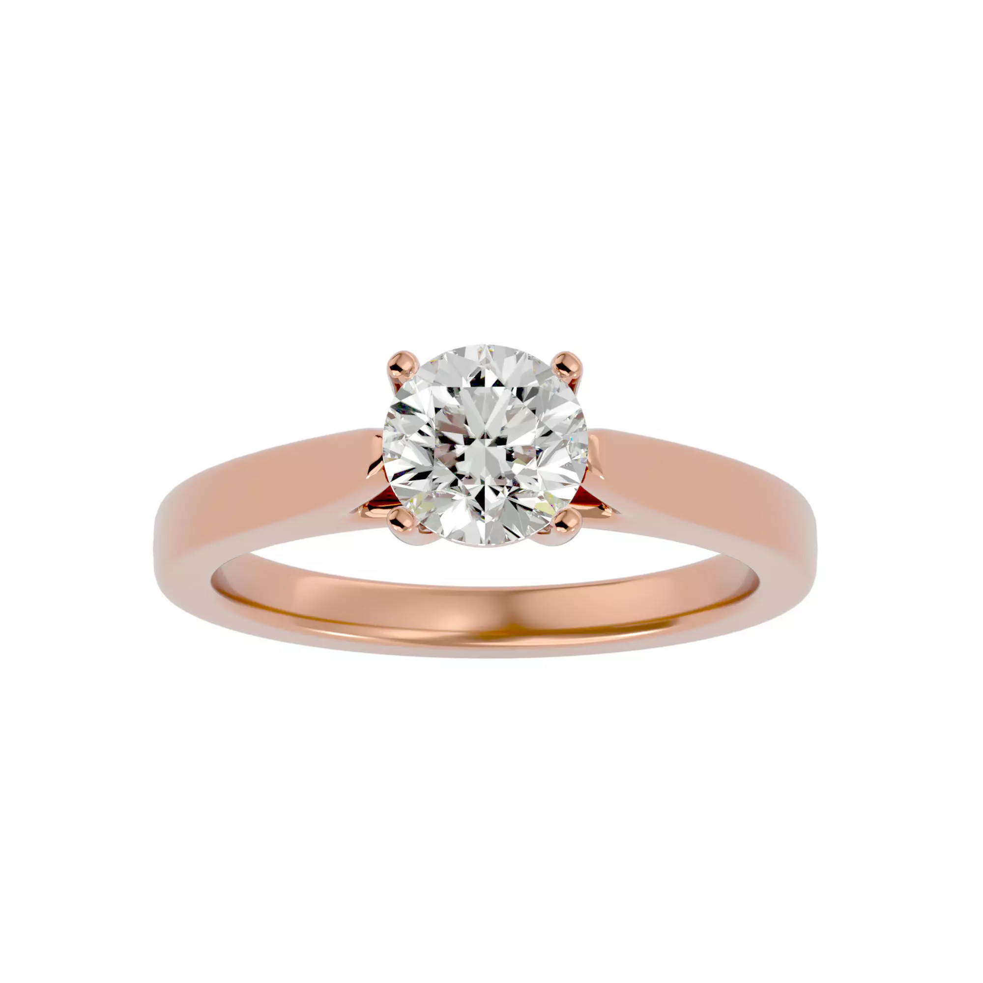 Single Round diamond Women solitaire ring with 360 View 3D print model_0