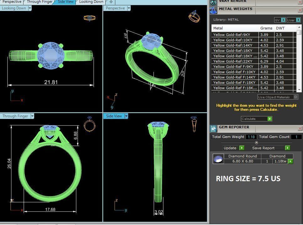 Single Round diamond Women solitaire ring with 360 View 3D print model_8