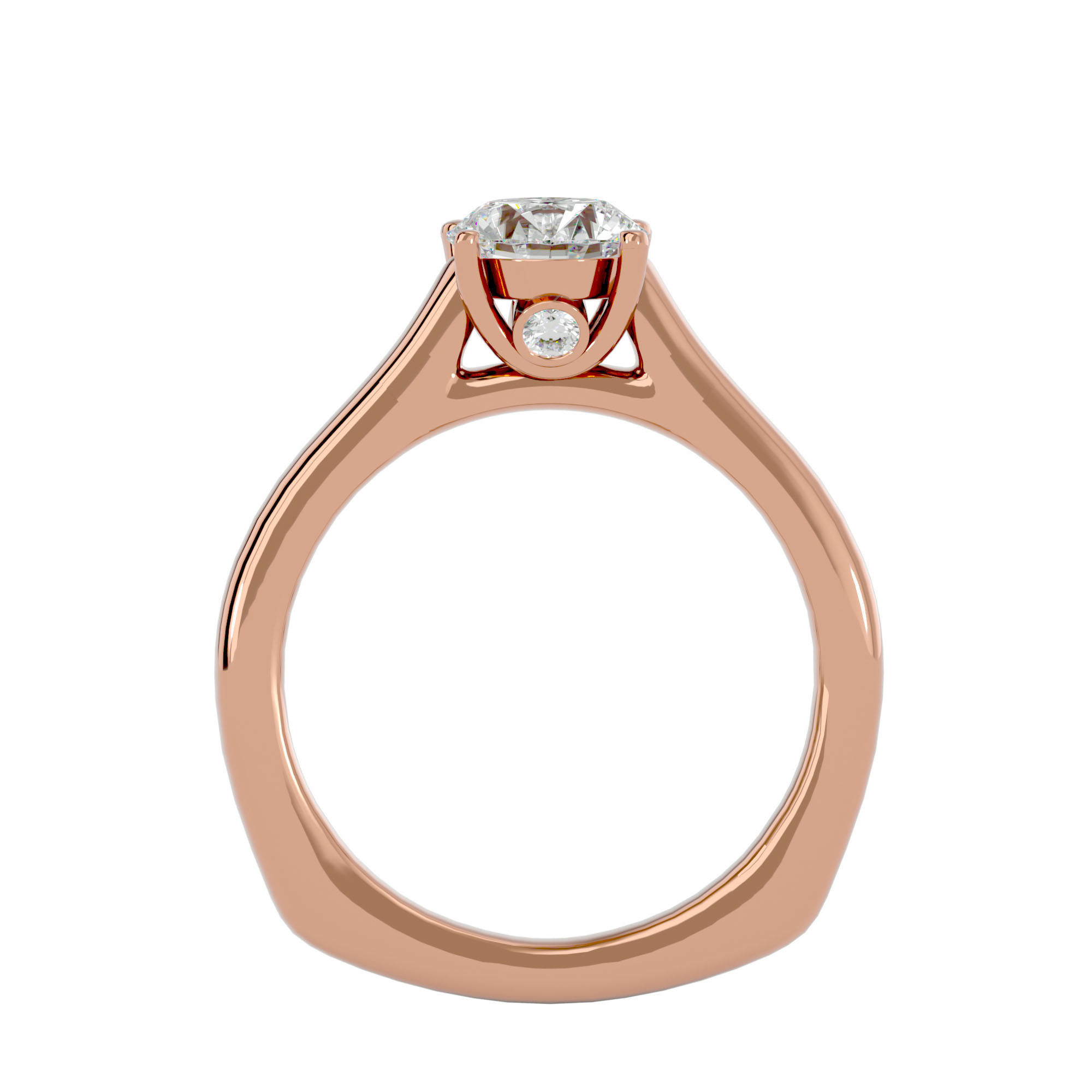 Single Round diamond Women solitaire ring with 360 View 3D print model_6