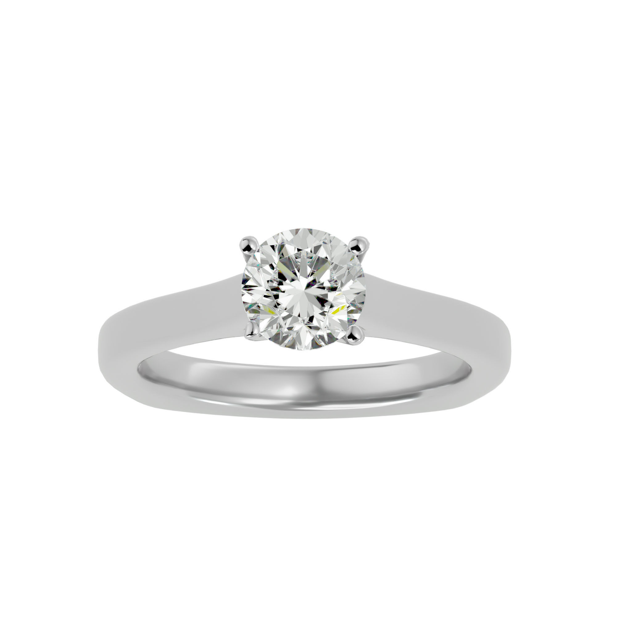Single Round diamond Women solitaire ring with 360 View 3D print model_3