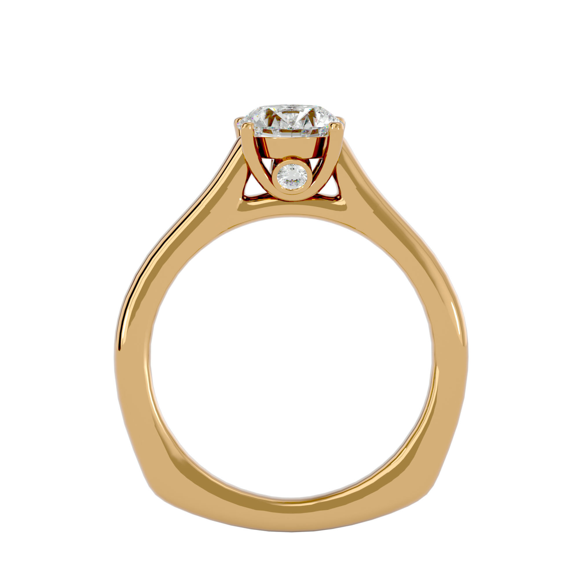 Single Round diamond Women solitaire ring with 360 View 3D print model_5