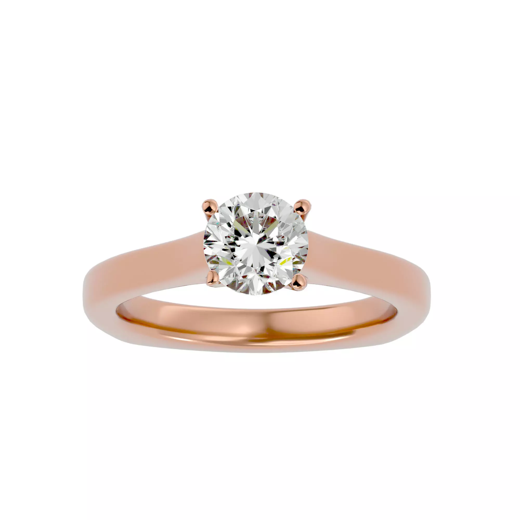 Single Round diamond Women solitaire ring with 360 View 3D print model_0