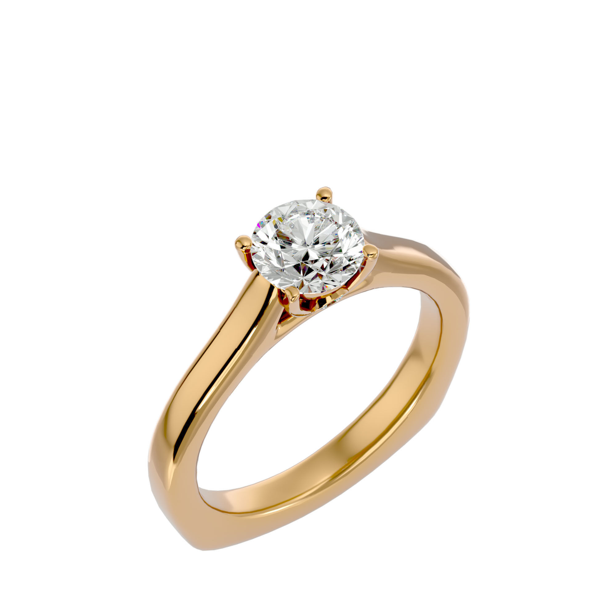 Single Round diamond Women solitaire ring with 360 View 3D print model_12