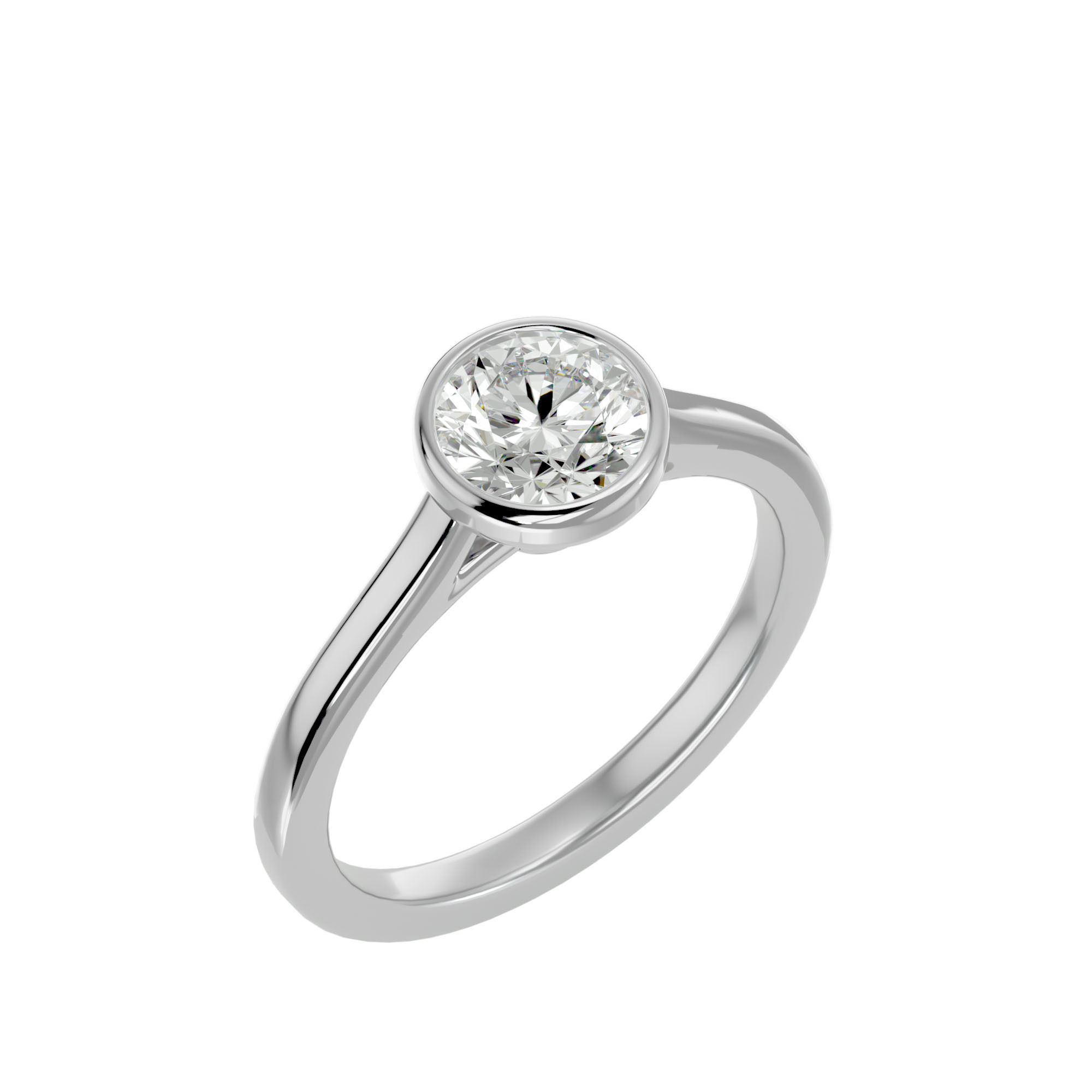 Single Round diamond Women solitaire ring with 360 View 3D print model_11