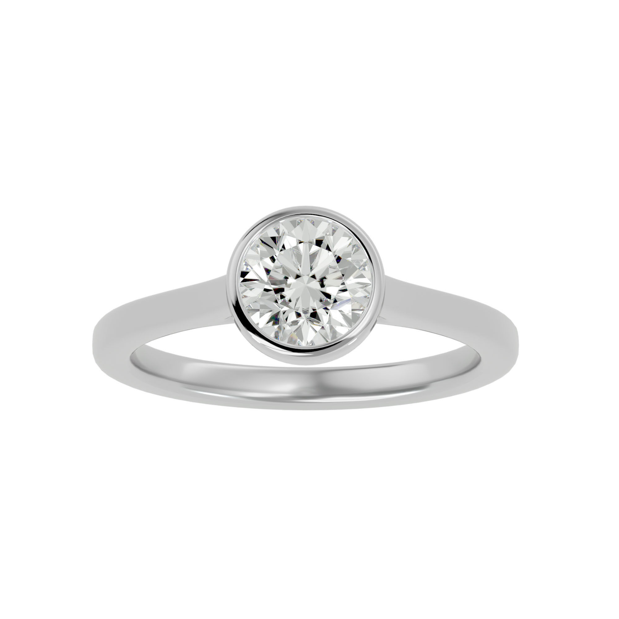 Single Round diamond Women solitaire ring with 360 View 3D print model_3