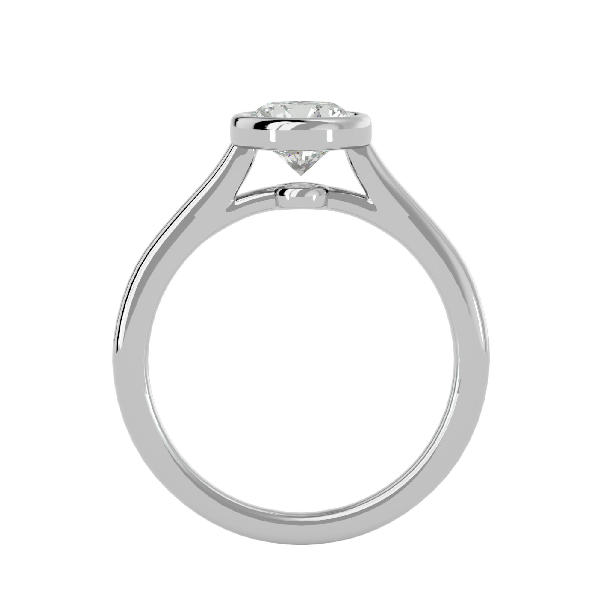 Single Round diamond Women solitaire ring with 360 View 3D print model_5