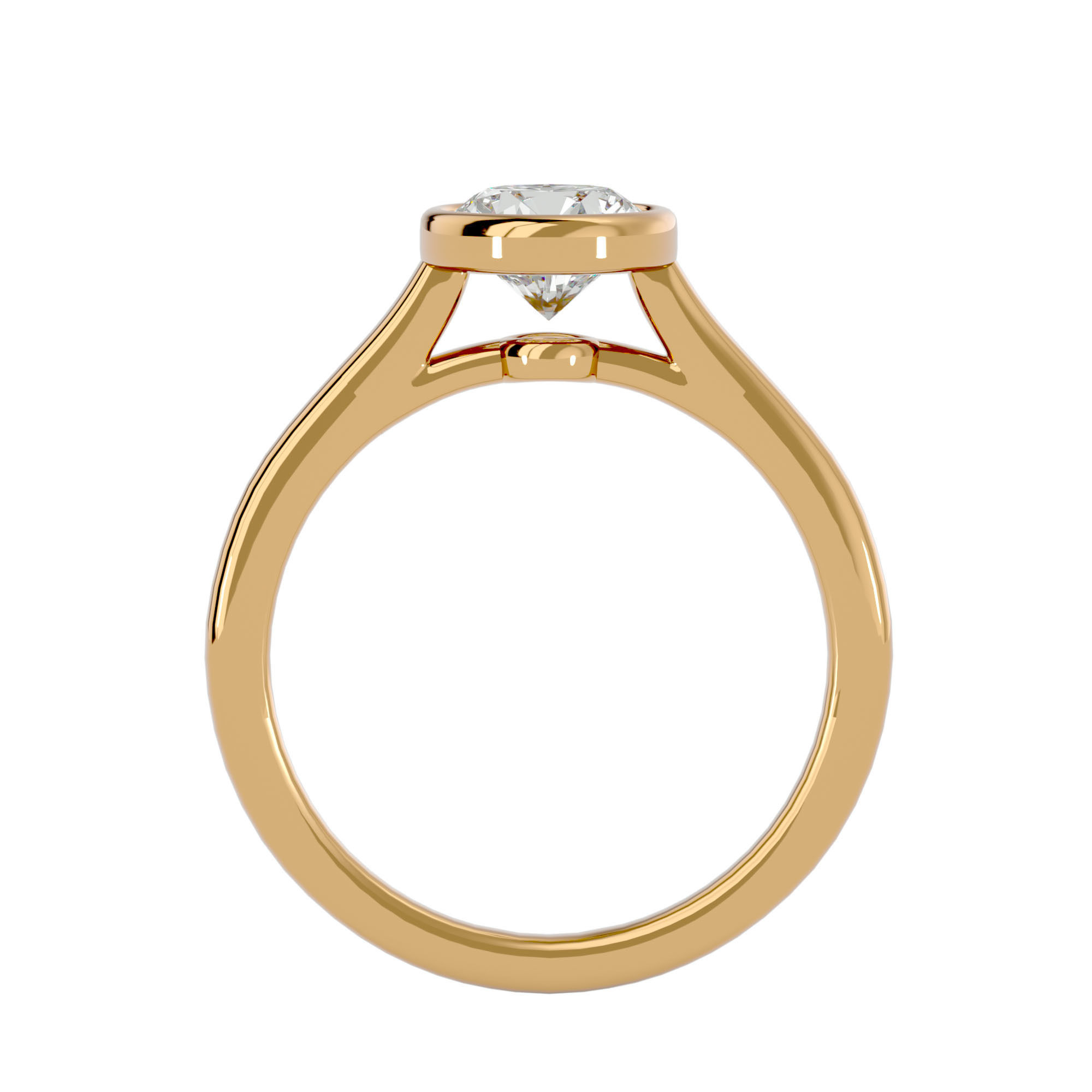 Single Round diamond Women solitaire ring with 360 View 3D print model_6