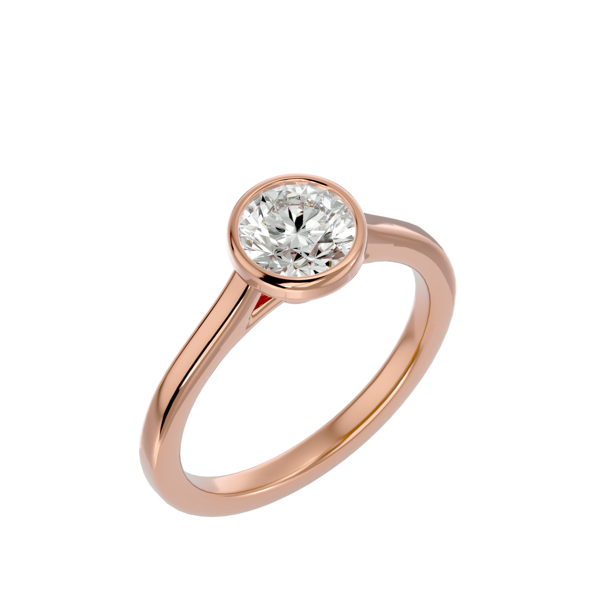 Single Round diamond Women solitaire ring with 360 View 3D print model_13