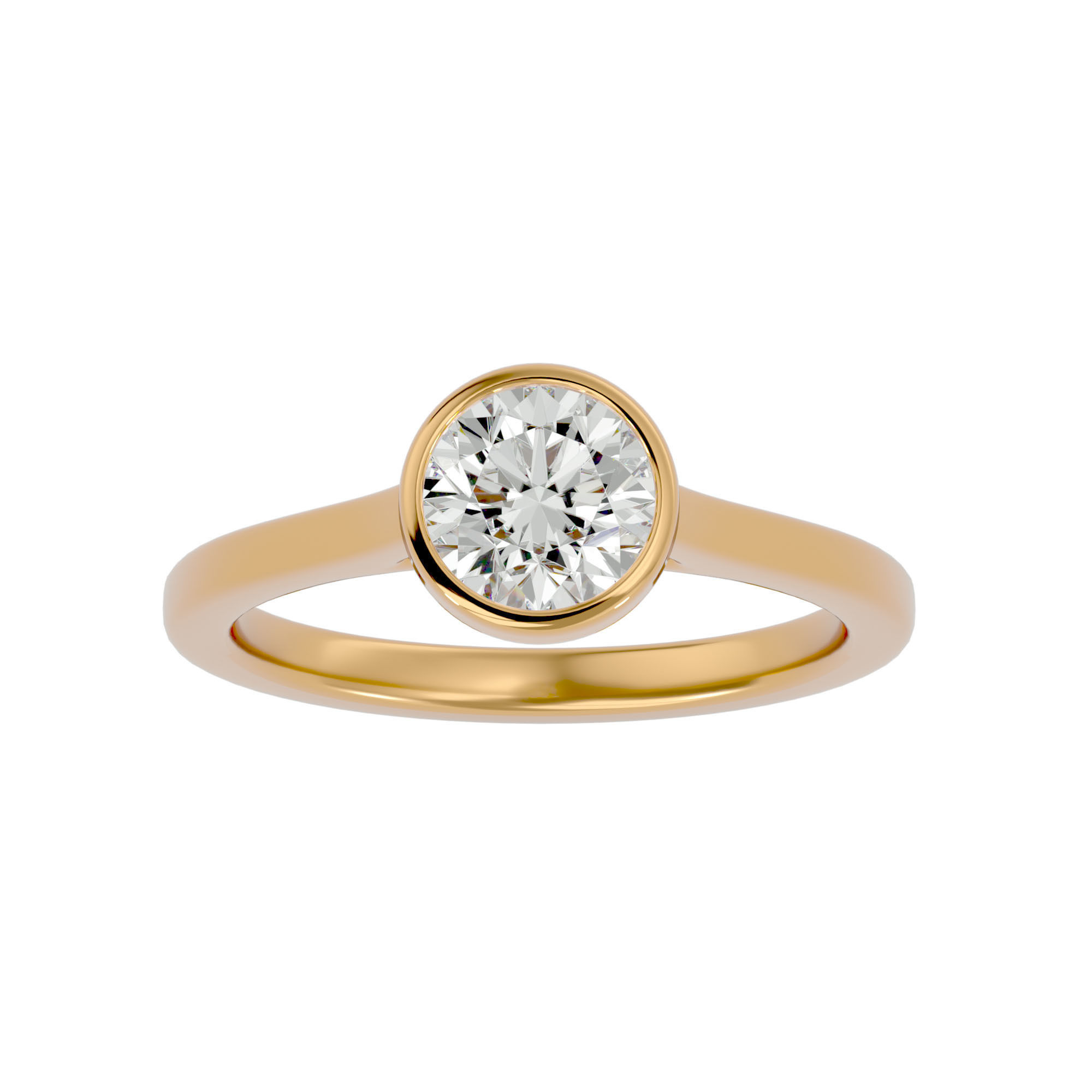Single Round diamond Women solitaire ring with 360 View 3D print model_2