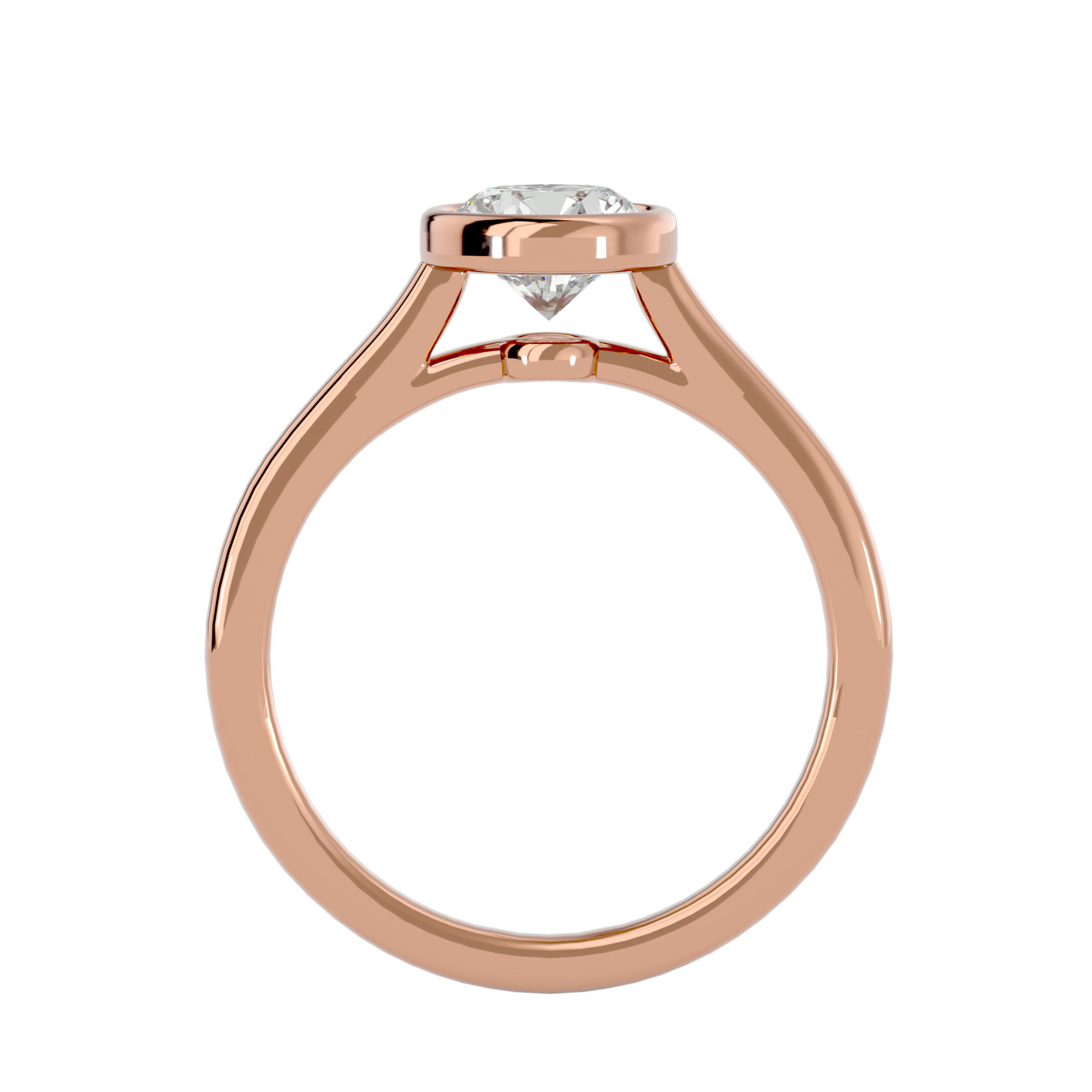 Single Round diamond Women solitaire ring with 360 View 3D print model_7