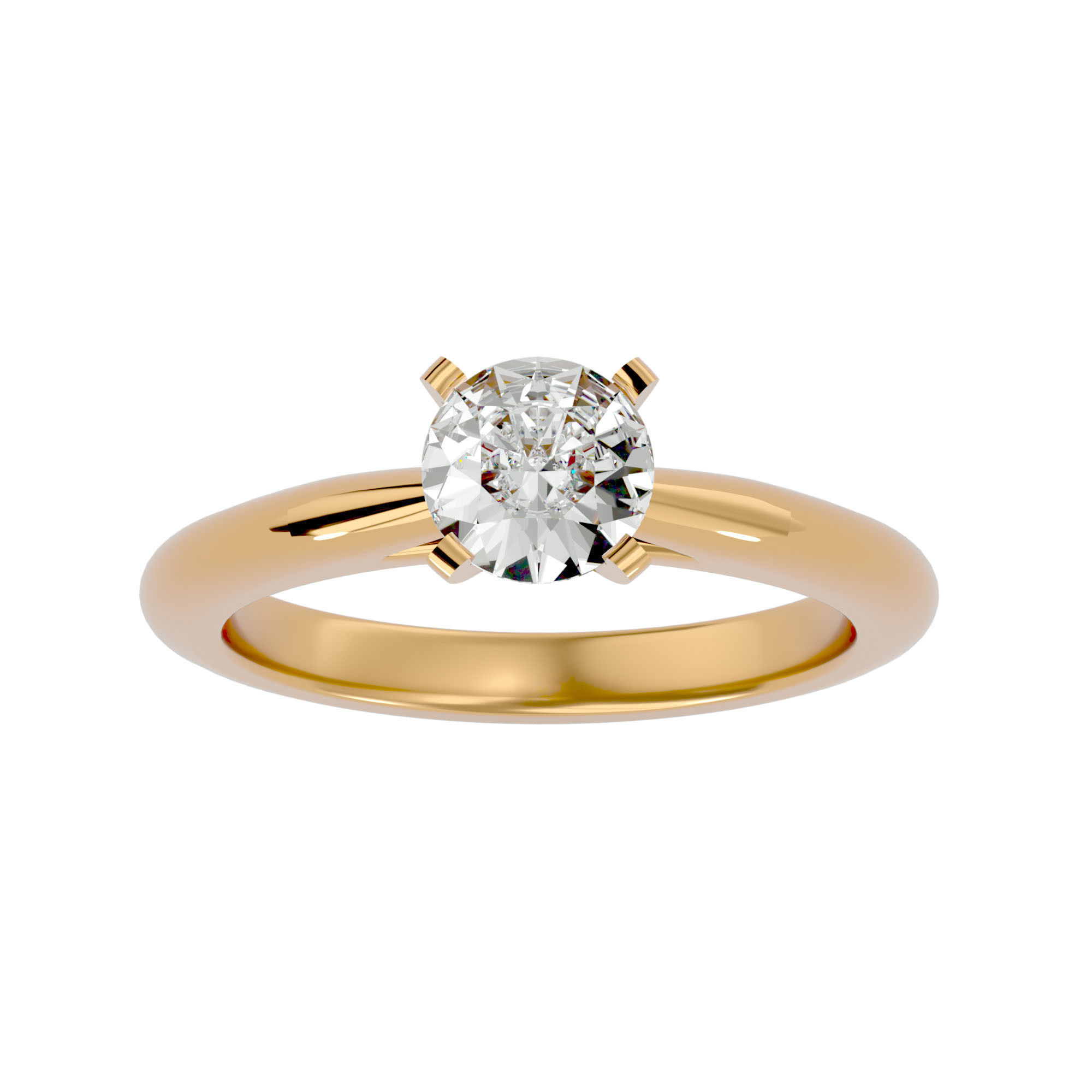 Single Round diamond Women solitaire ring with 360 View 3D print model_2