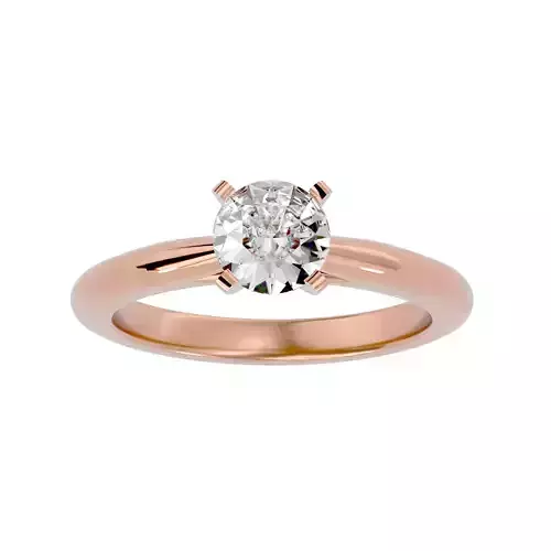 Single Round diamond Women solitaire ring with 360 View 3D print model