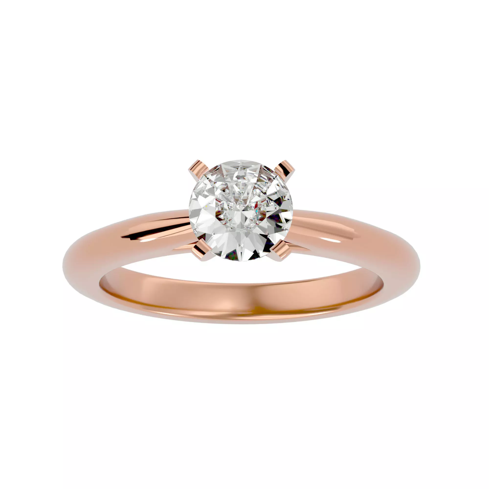 Single Round diamond Women solitaire ring with 360 View 3D print model_0