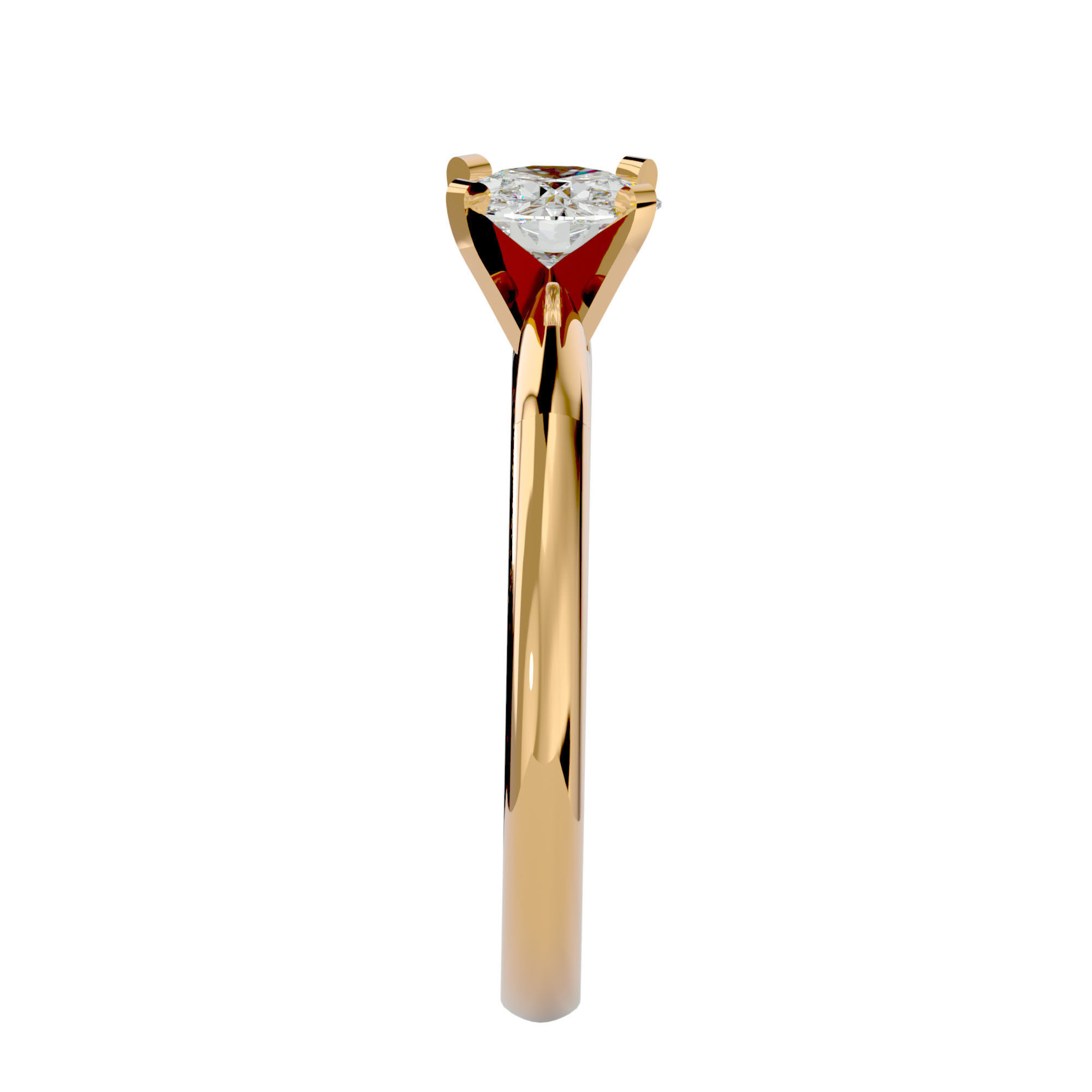 Single Round diamond Women solitaire ring with 360 View 3D print model_8