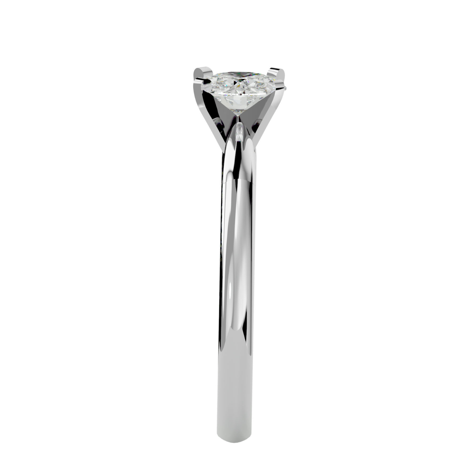 Single Round diamond Women solitaire ring with 360 View 3D print model_10