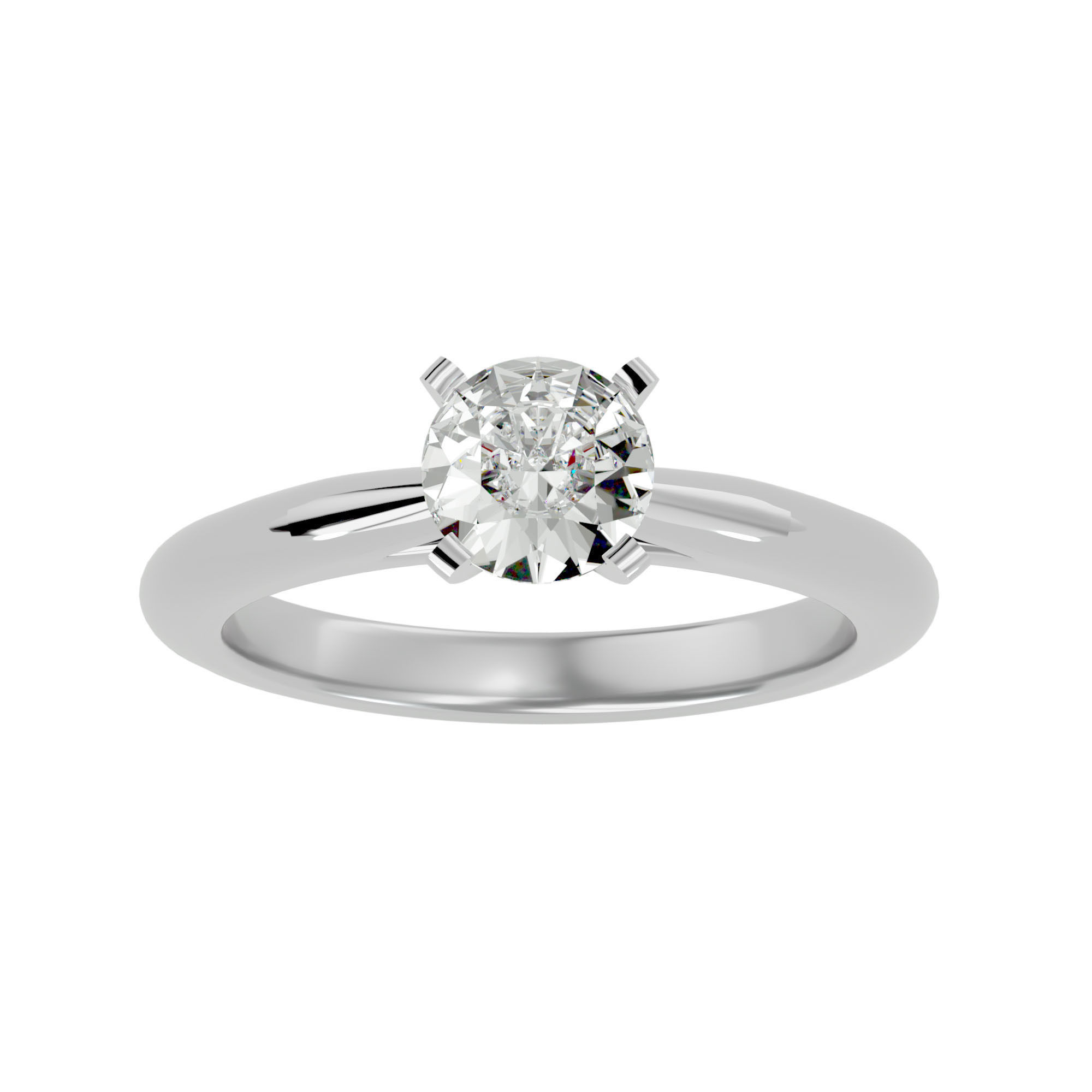 Single Round diamond Women solitaire ring with 360 View 3D print model_3